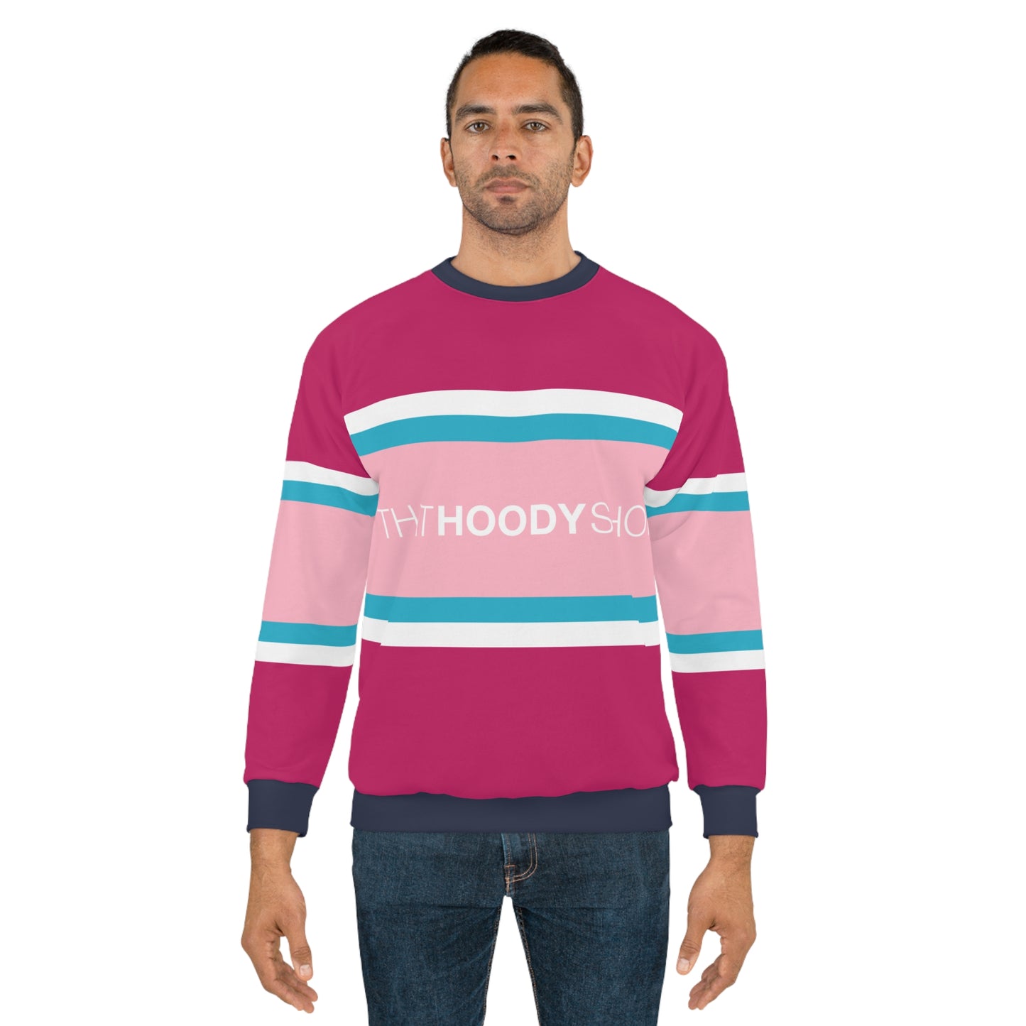 Sweet Raspberry Barbarian Rugby Stripe Unisex Sweatshirt