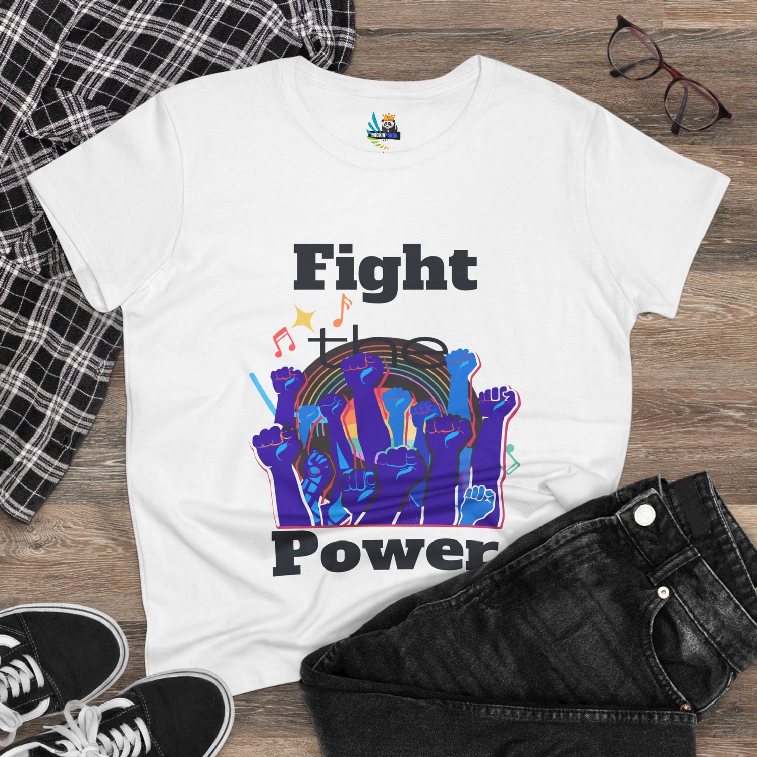 T-Shirt - Fight the Power Hands Raised High Graphic Women&