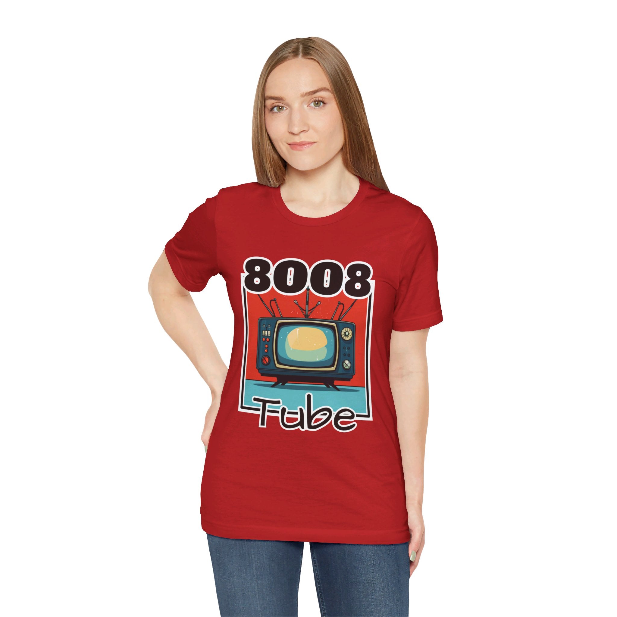 8008 Tube Vintage TV Print Unisex Short Sleeve Tee