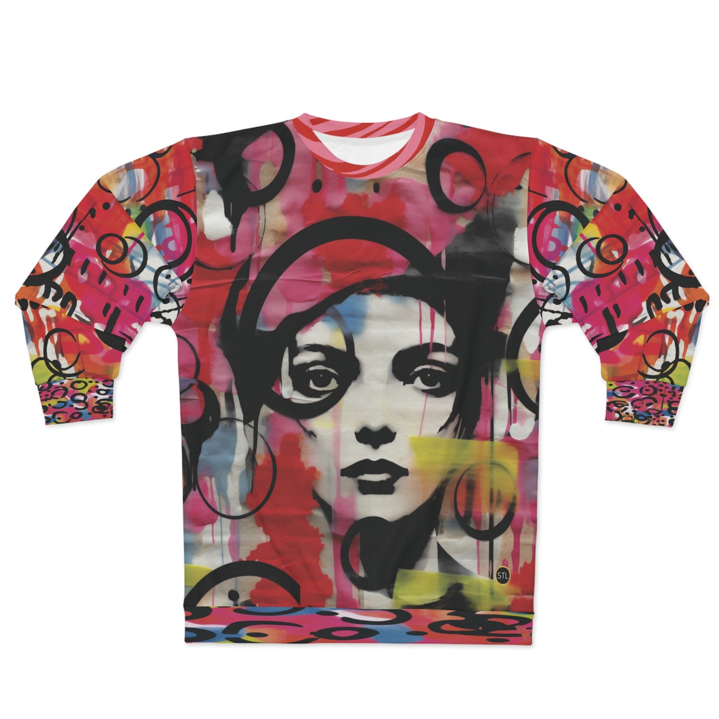 Space Girl in Pink Abstract Geometric Unisex Sweatshirt