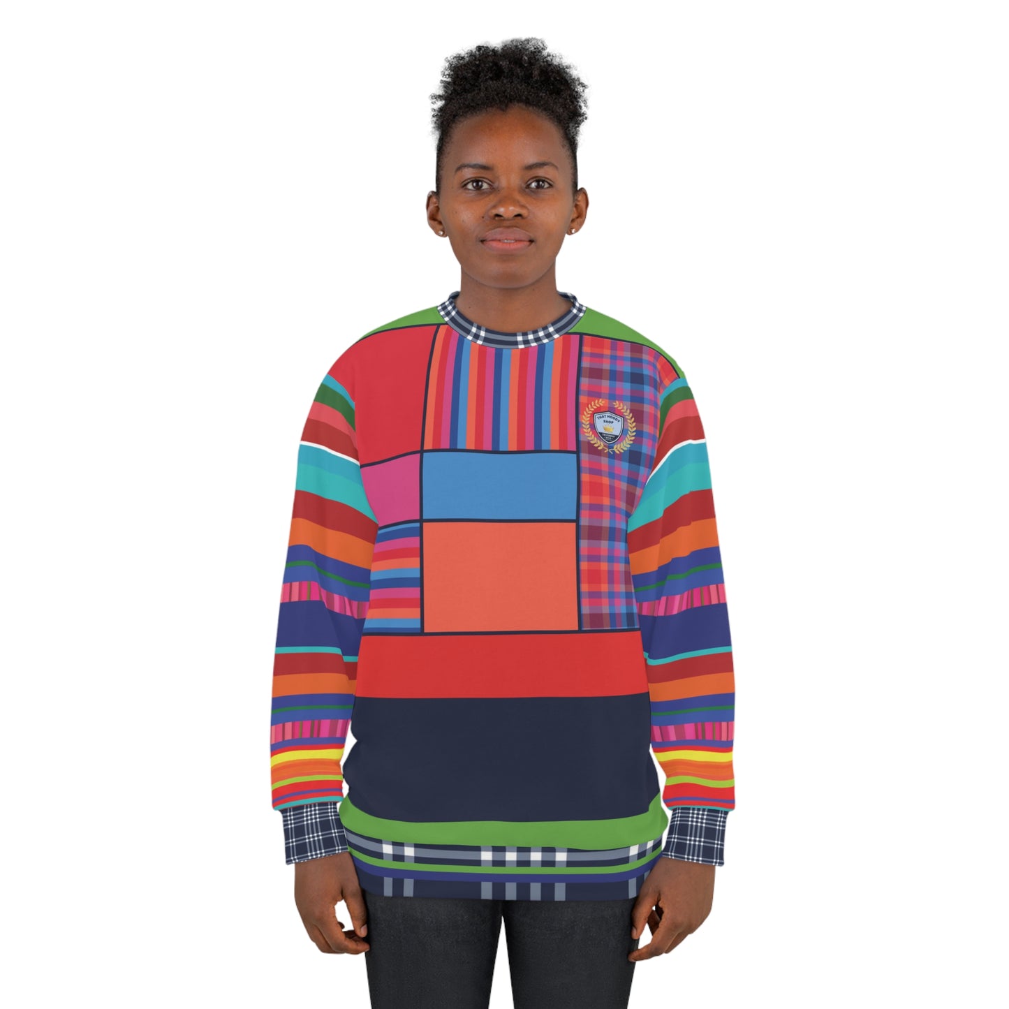 Red Dawn Plaid Rugby Stripe Unisex Sweatshirt