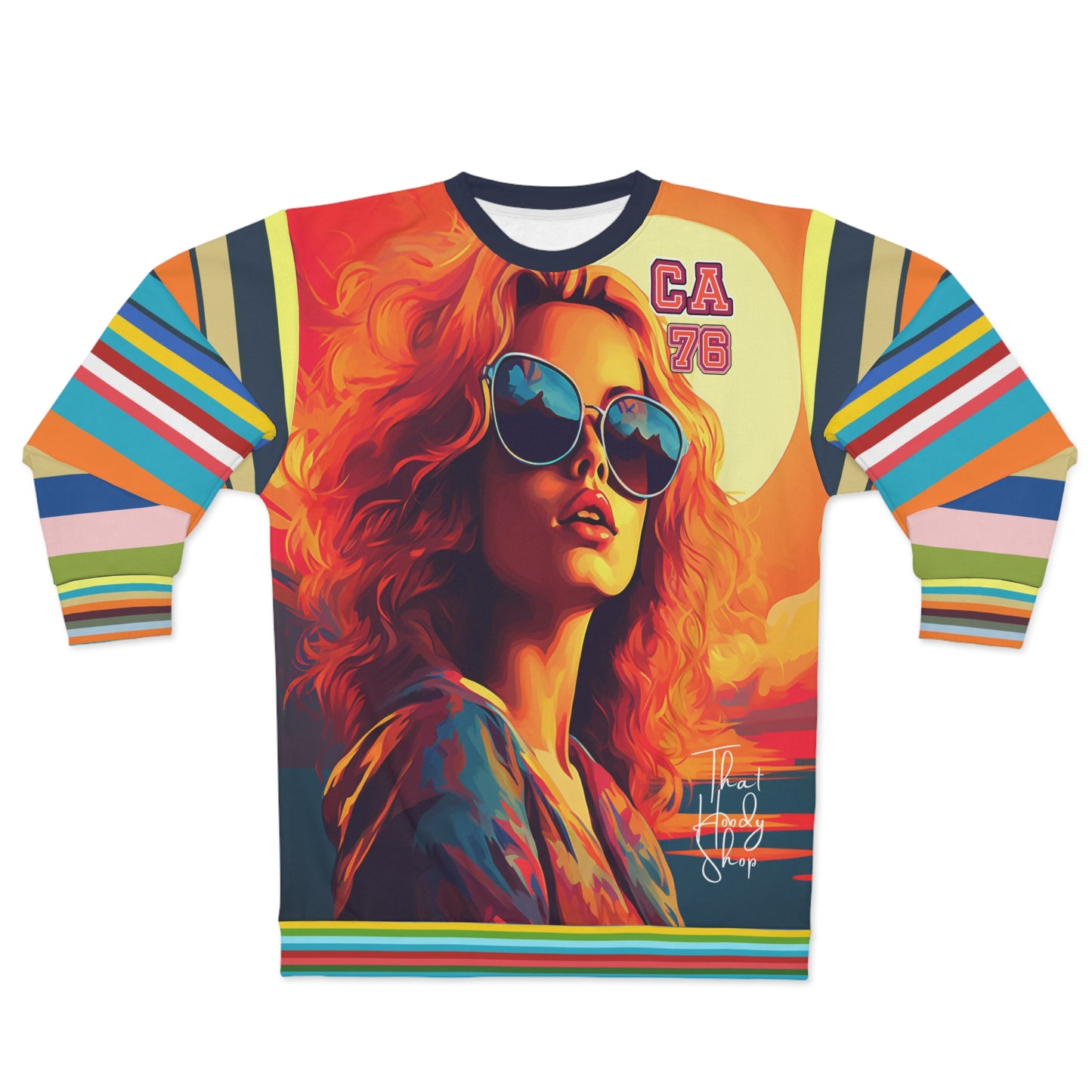 California '76 Beach Girl Rugby Stripe Unisex Sweatshirt