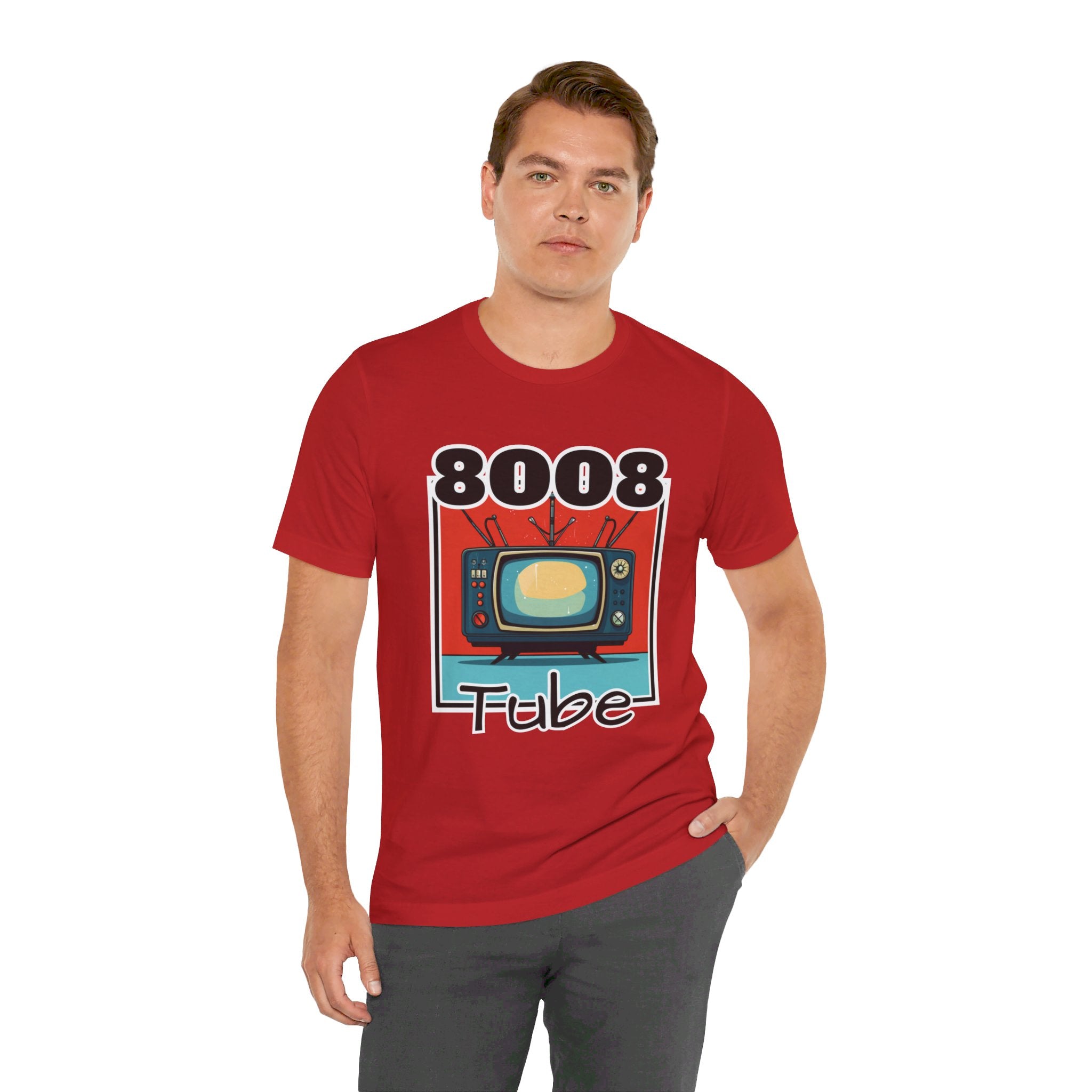 8008 Tube Vintage TV Print Unisex Short Sleeve Tee
