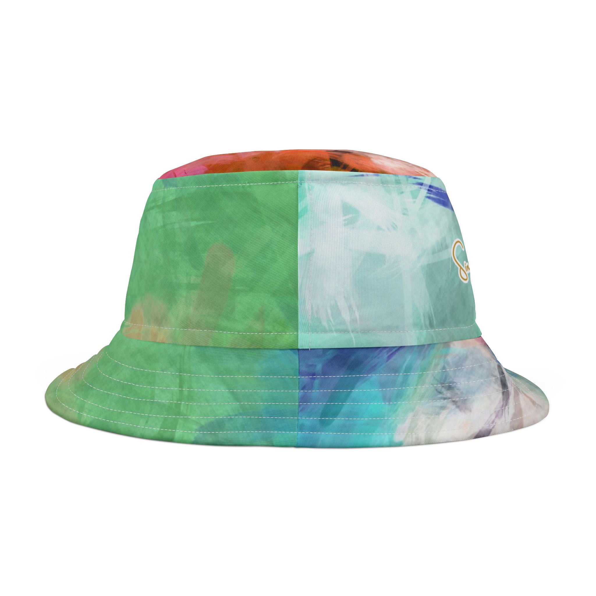Blue Abstract Colorblock Brushstrokes Vibrant Bucket Hat