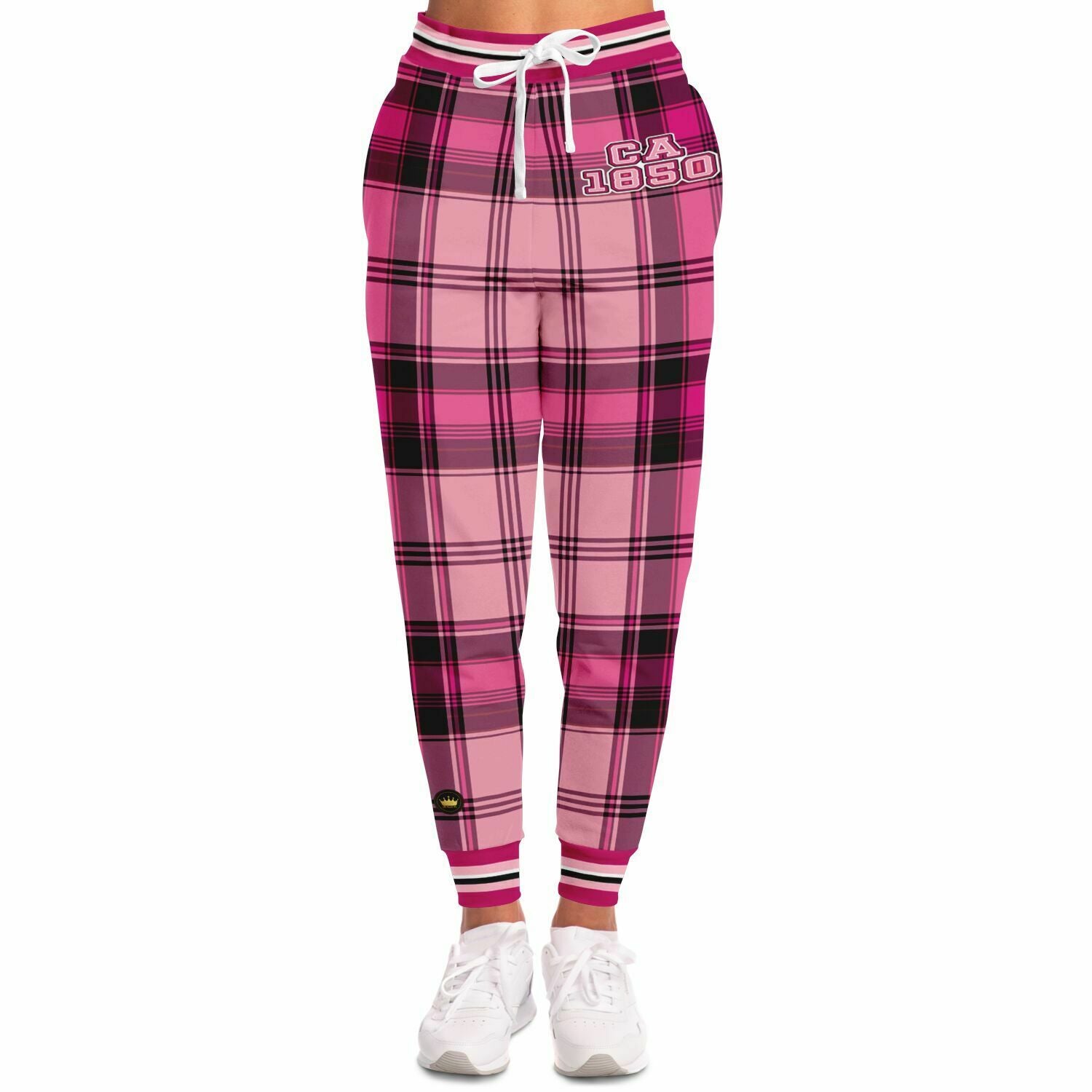 CA 1850 Joggers unisex de poliéster ecológico Plaidster rosa