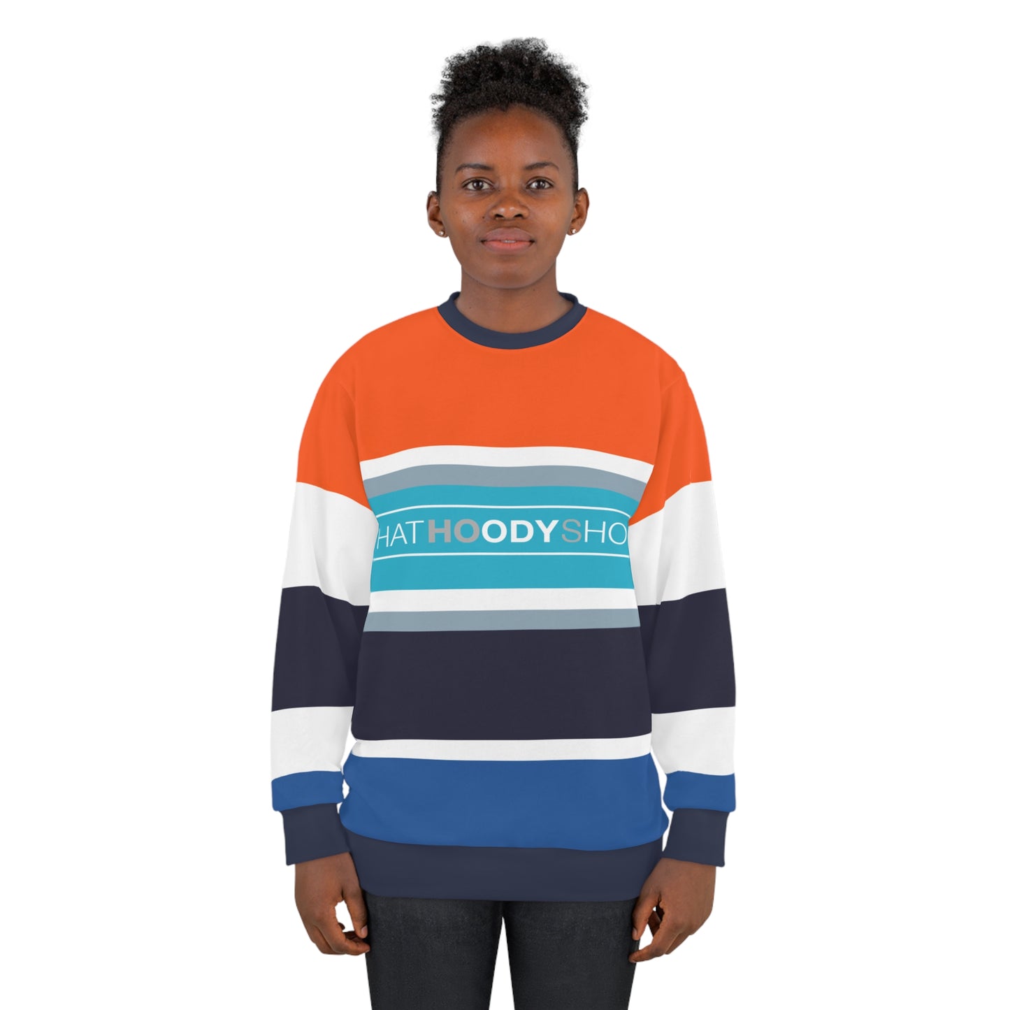 Orange Bethesda Rugby Stripe Unisex Sweatshirt