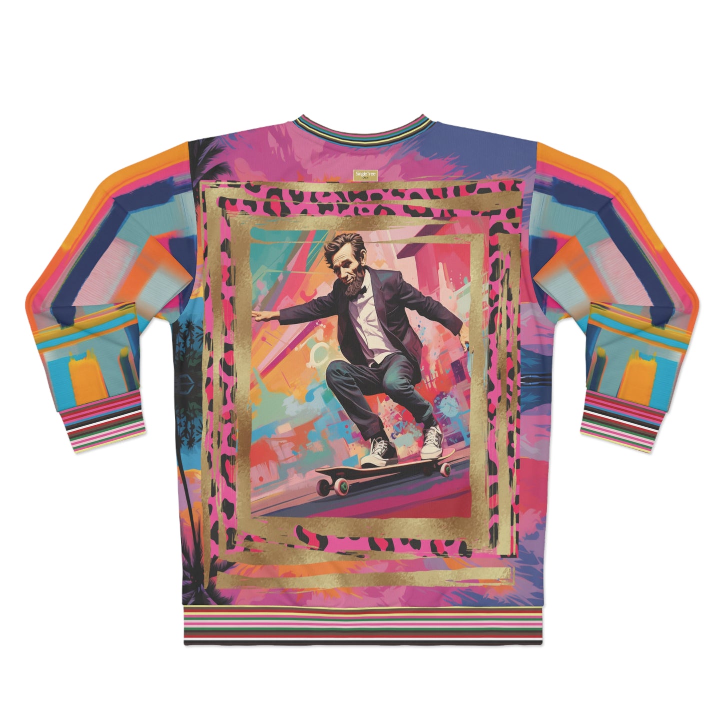 Abe Lincoln Landshark Animal Print Colorblock Unisex Sweatshirt