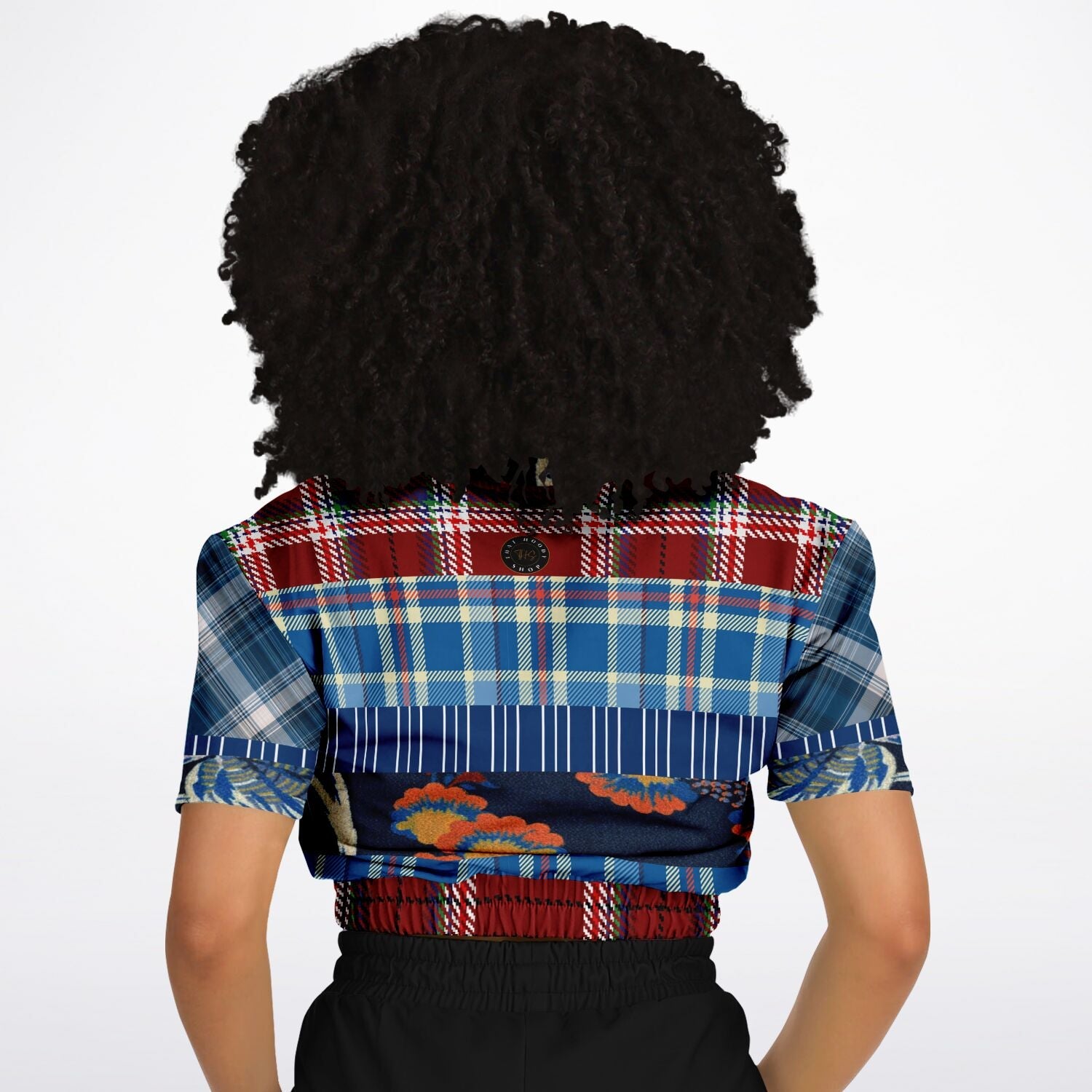 Andromeda Blue Plaid Cropped Sweater Pullover