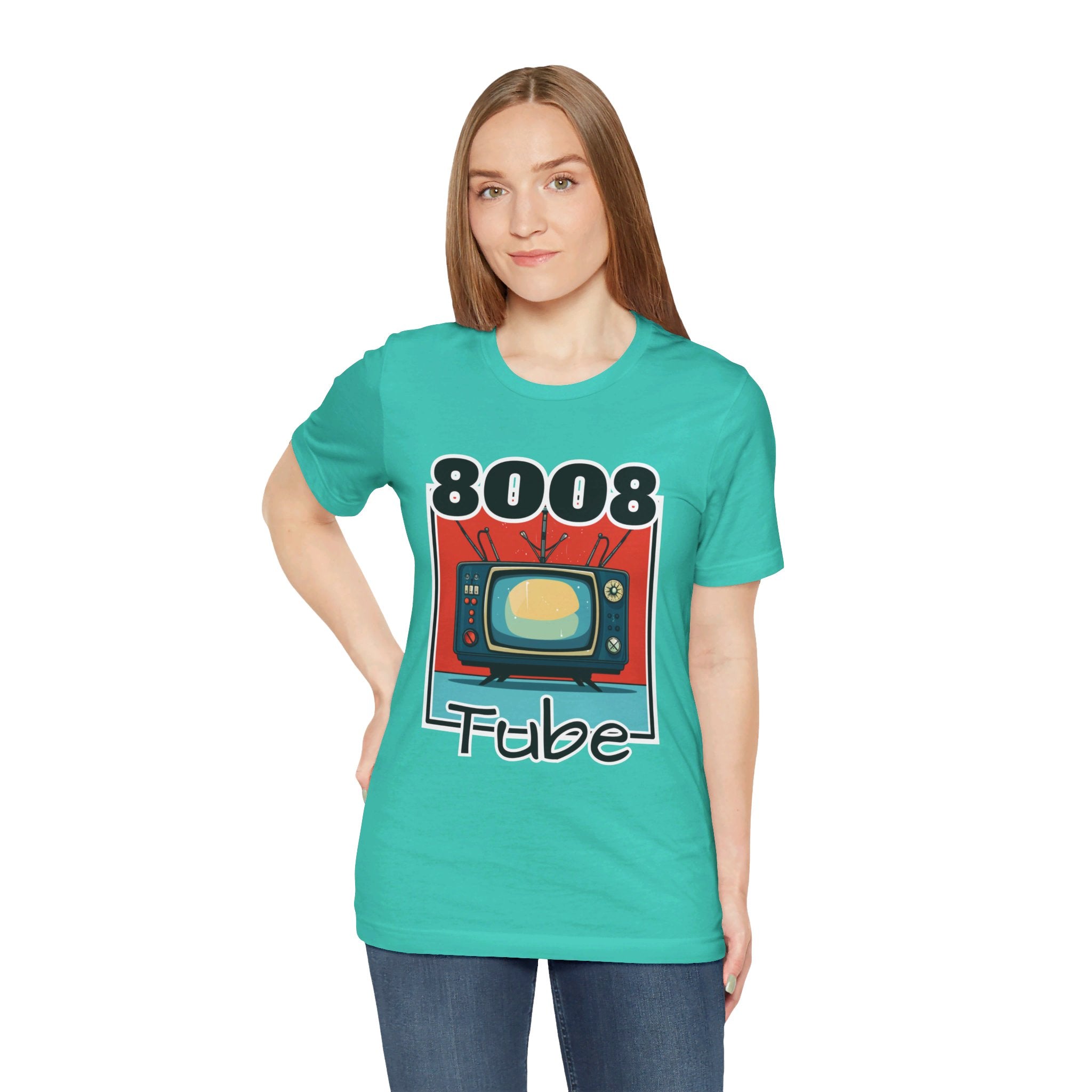 8008 Tube Vintage TV Print Unisex Short Sleeve Tee