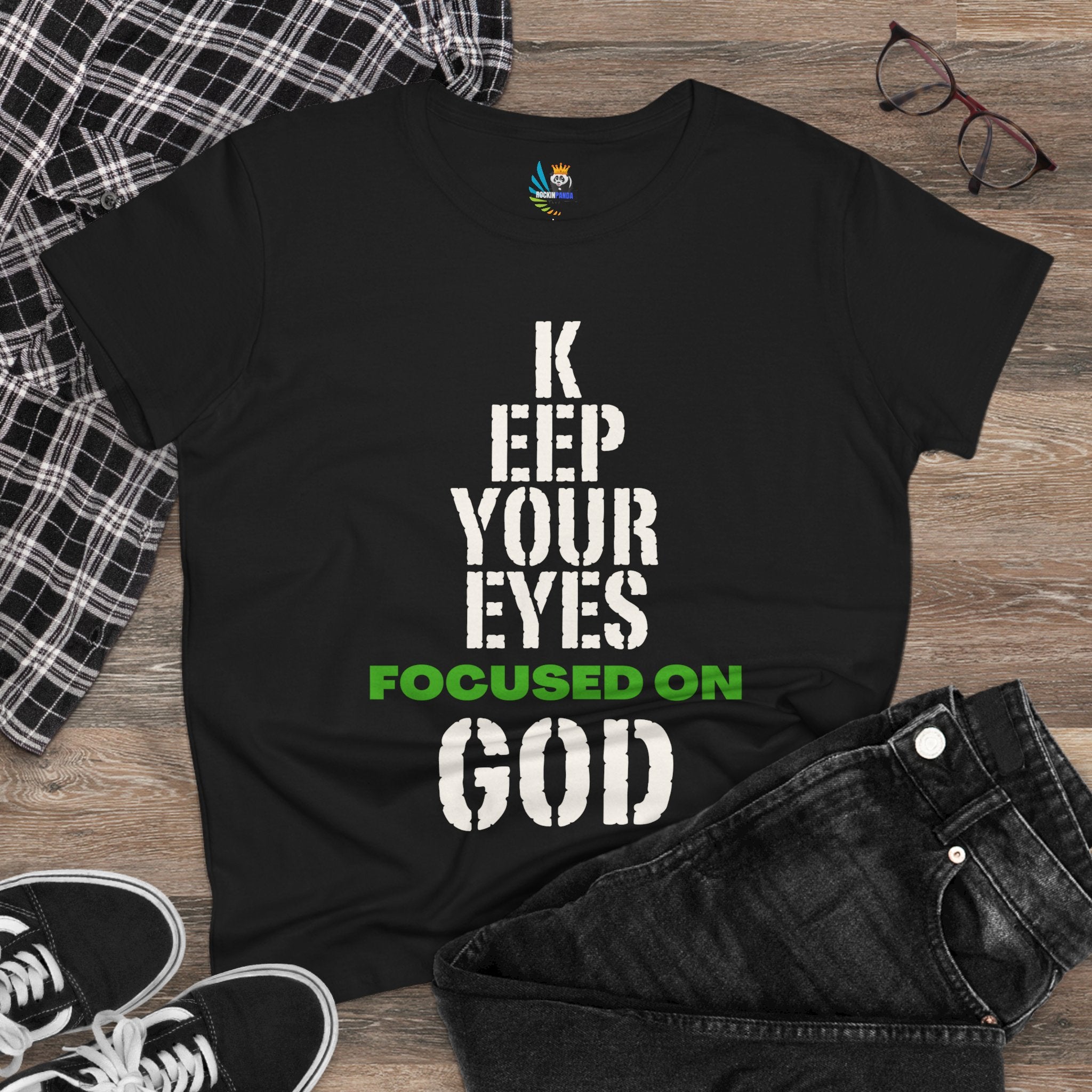 Keep Your Eyes Focused on God Midweight Cotton Tee - Faith Based Tee