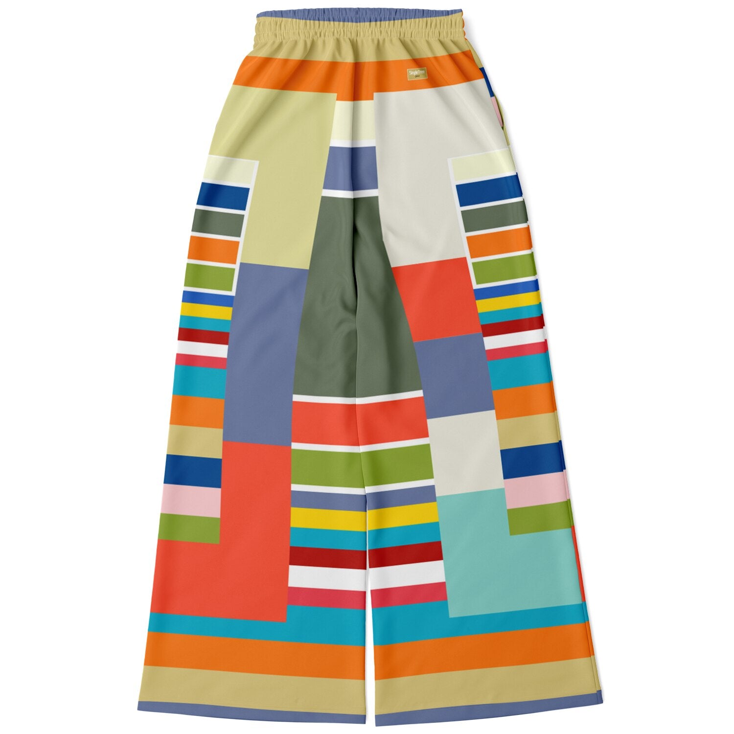 76 United Colorblock Pastel Stripe Eco-Poly Wide Leg Pants