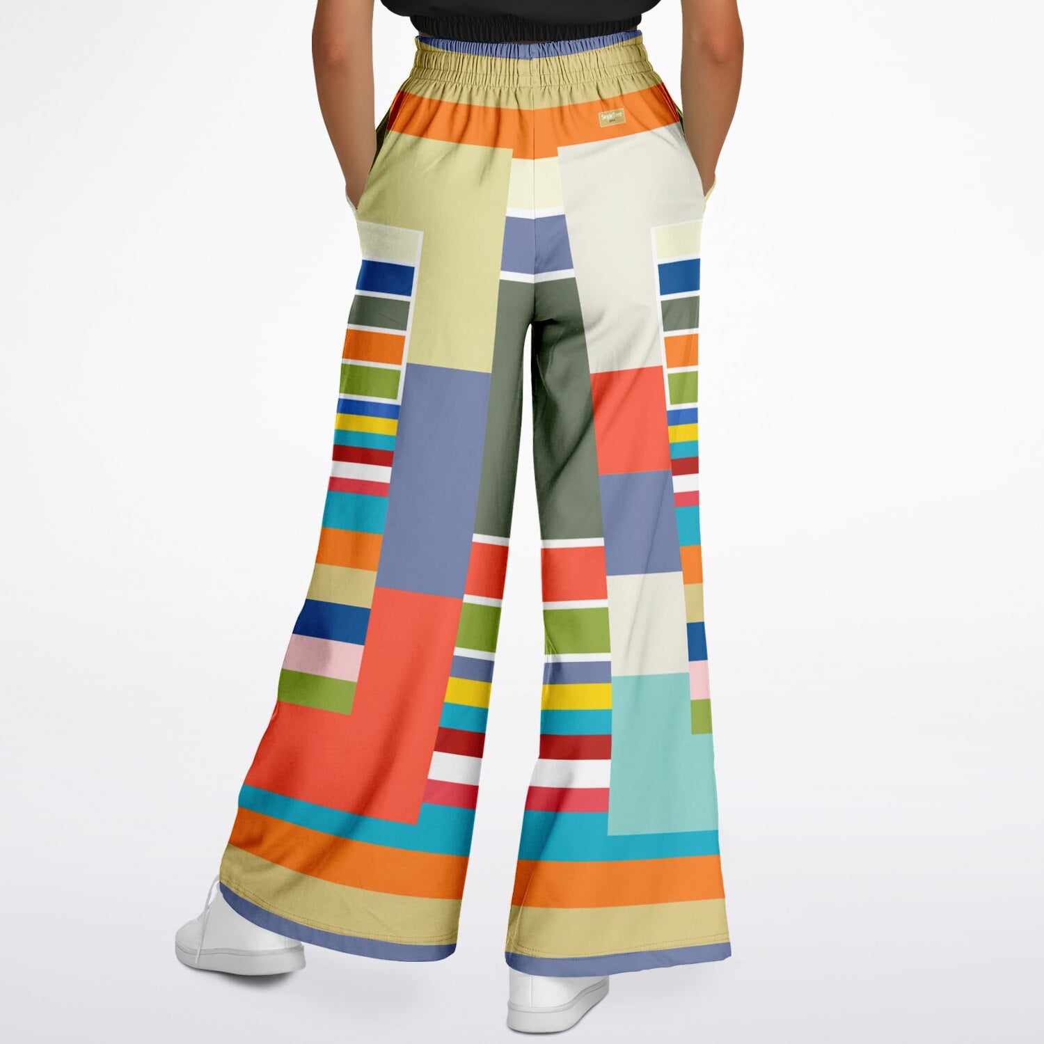 76 United Colorblock Pastel Stripe Eco-Poly Wide Leg Pants