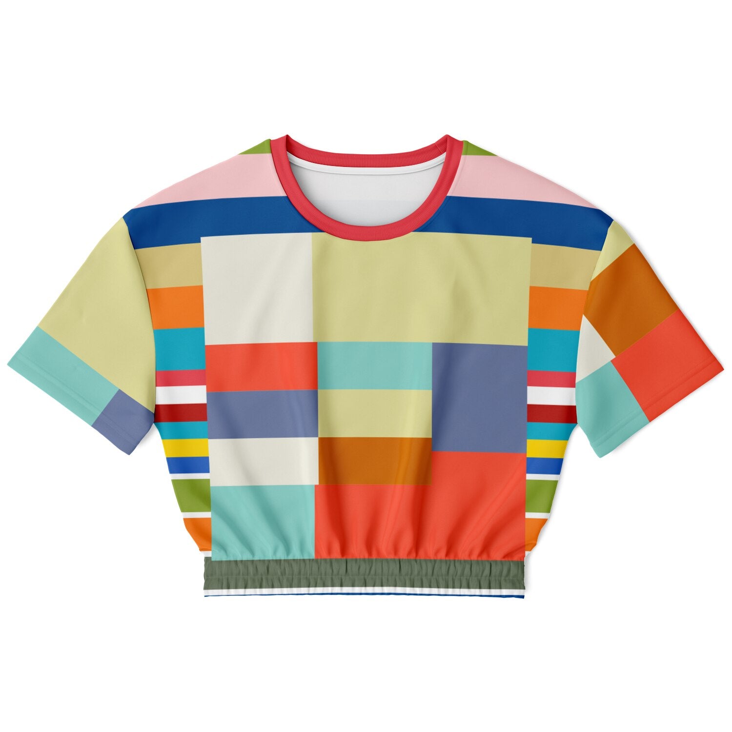 76 United Colorblock Eco-Poly Short Sleeve Cropped Pullover