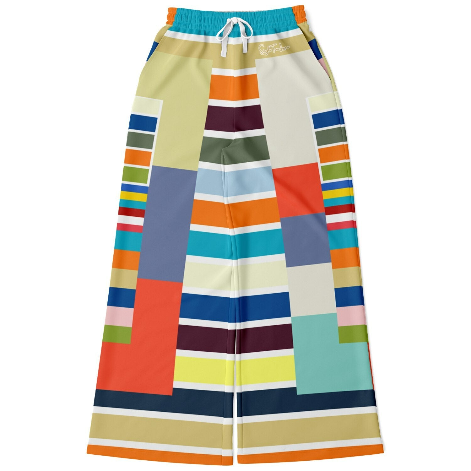 76 United Colorblock Stripe Eco-Poly Wide Leg Pants
