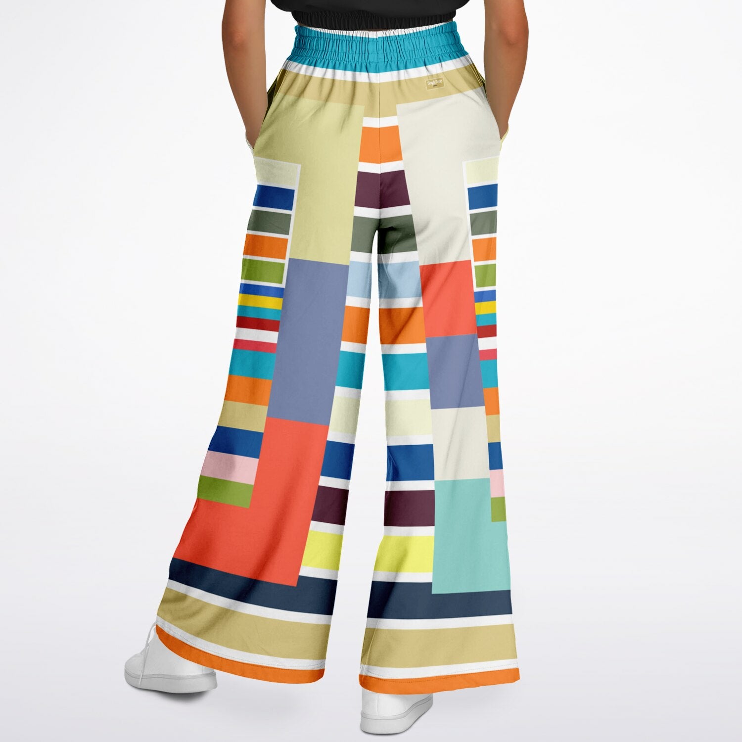 76 United Colorblock Stripe Eco-Poly Wide Leg Pants