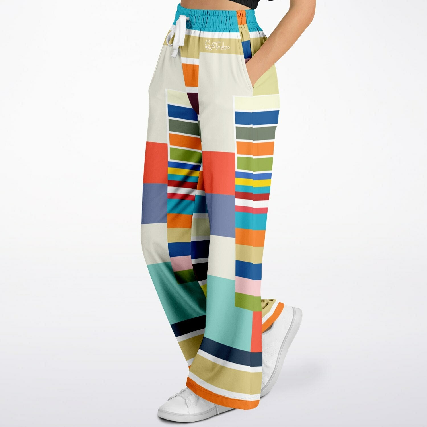 76 United Colorblock Stripe Eco-Poly Wide Leg Pants