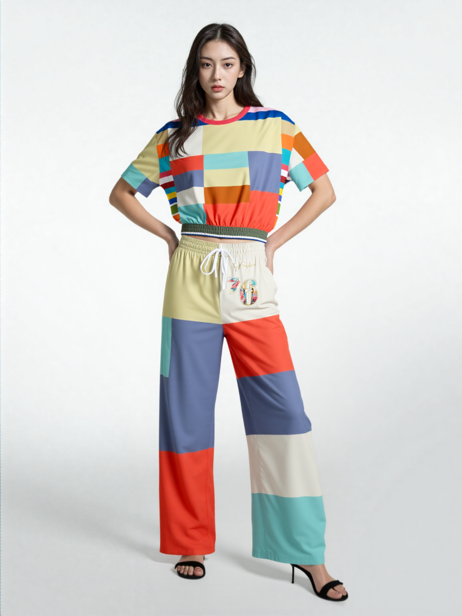 76 United Colorblock Eco-Poly Short Sleeve Cropped Pullover