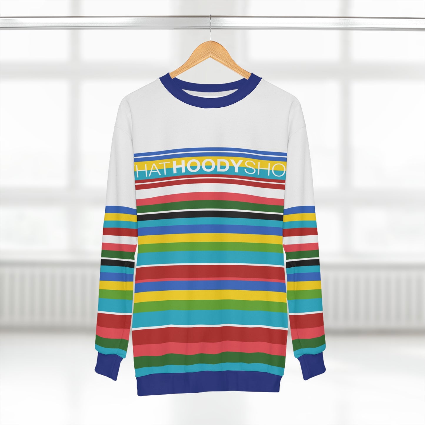 Seaside Rainbow Rugby Stripe Unisex Sweatshirt