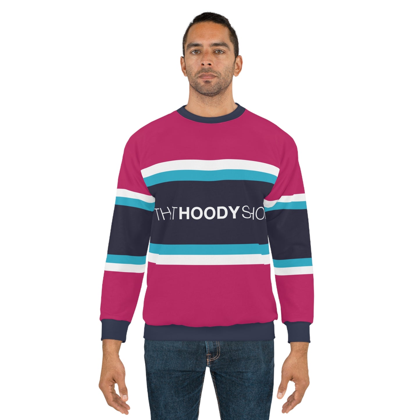 Blue Raspberry Barbarian Rugby Stripe Unisex Sweatshirt
