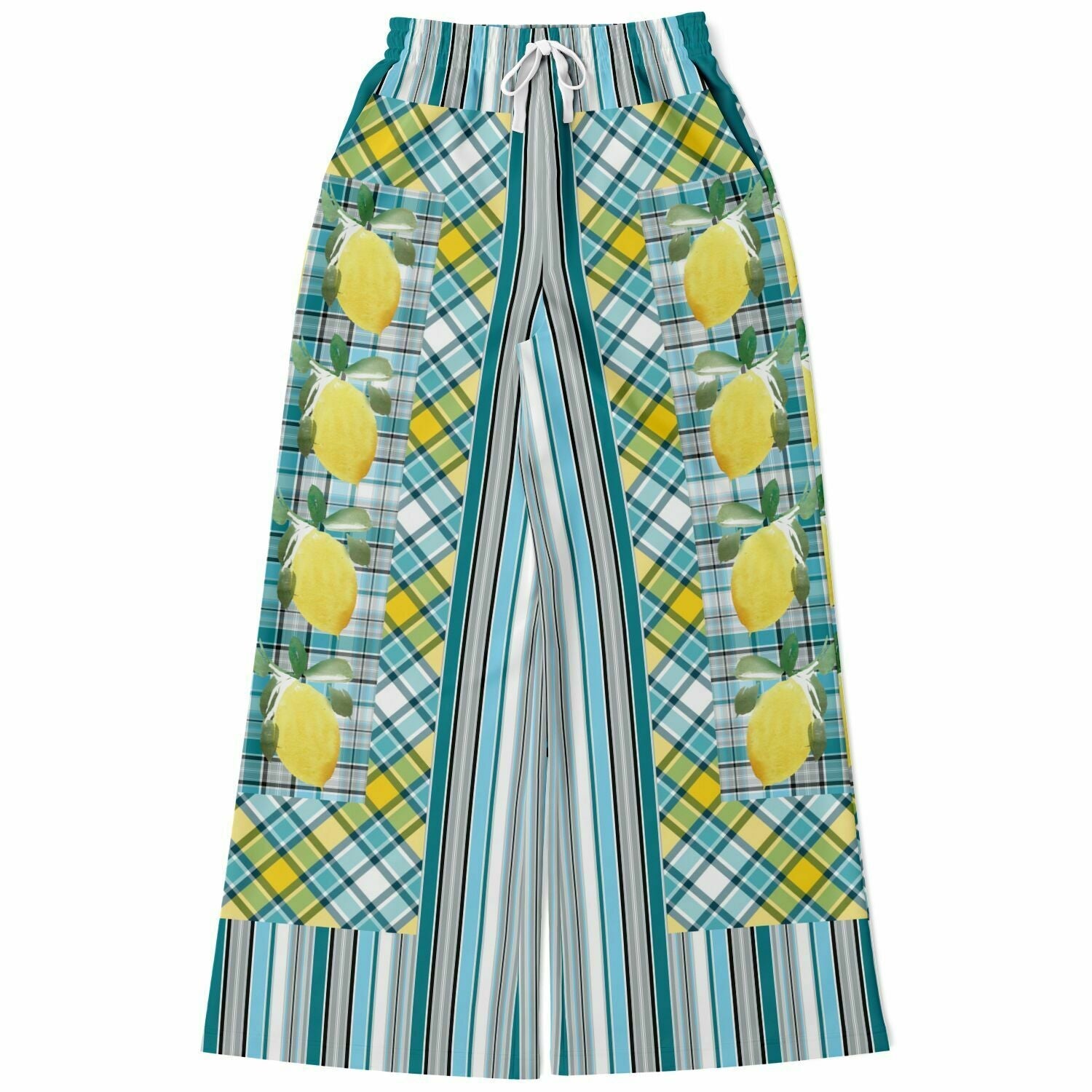 Lemon Zest Striped Eco-Poly Wide Leg Pants