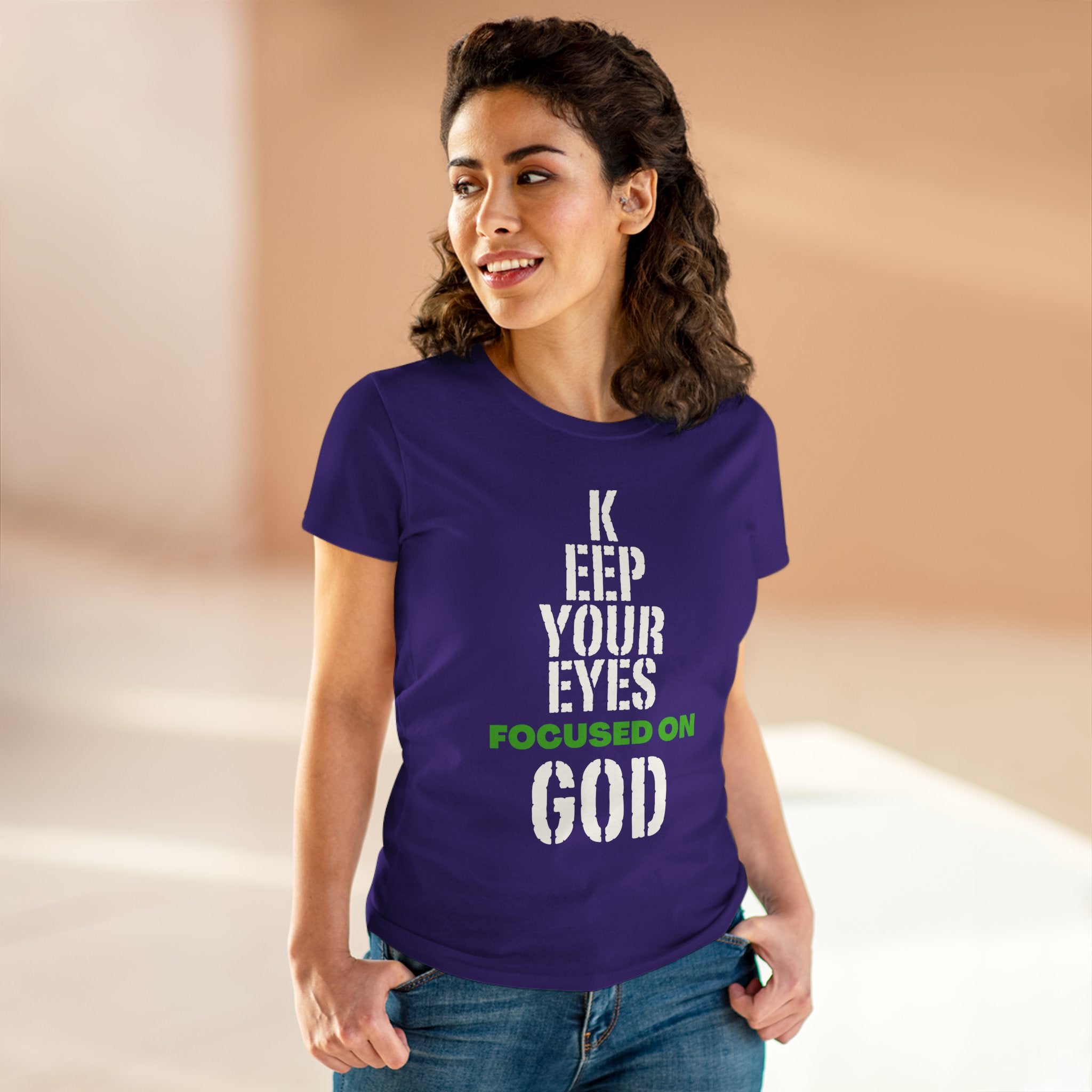 Keep Your Eyes Focused on God Midweight Cotton Tee - Faith Based Tee