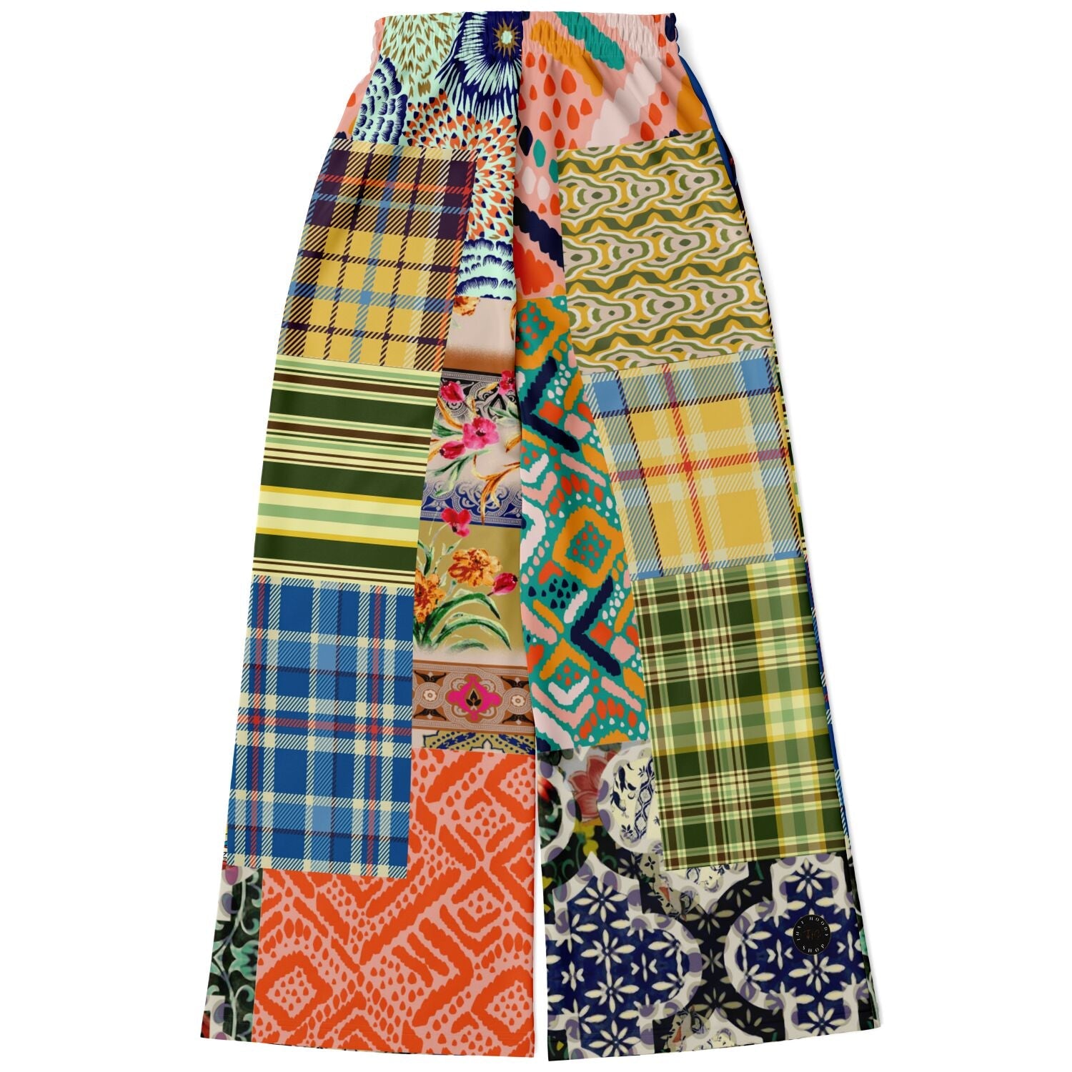 Ginger Snap Boho Patchwork Eco-Poly Wide Leg Pants