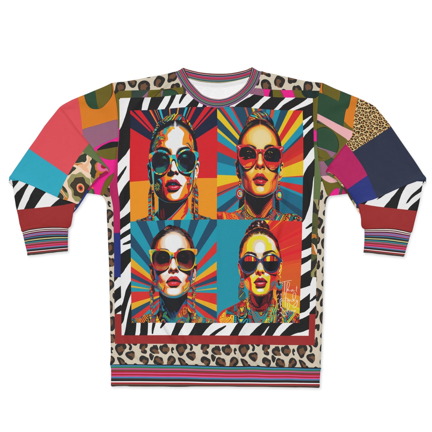 70s Rainbow Starburst Pop Star Colorblock Unisex Sweatshirt