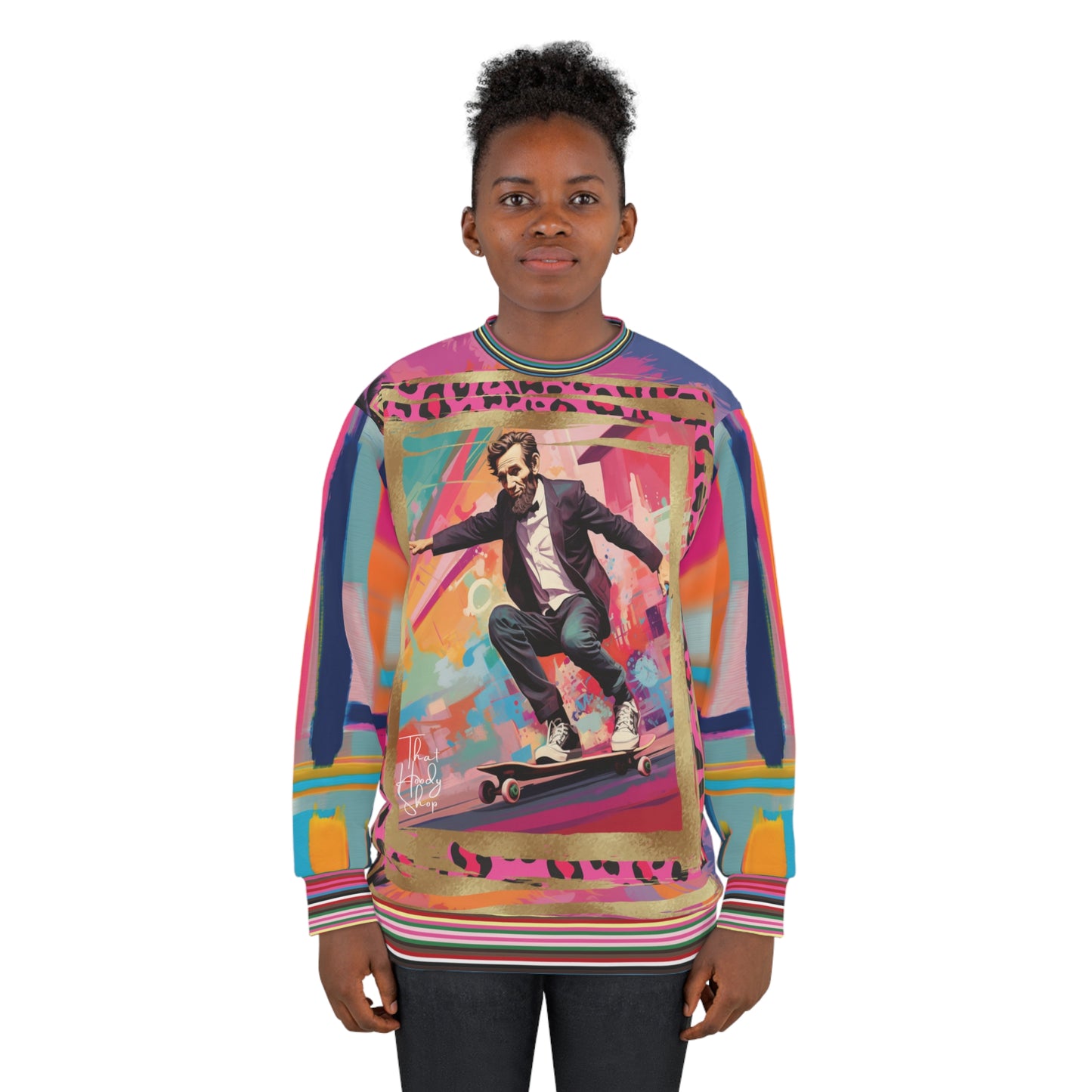 Abe Lincoln Landshark Animal Print Colorblock Unisex Sweatshirt