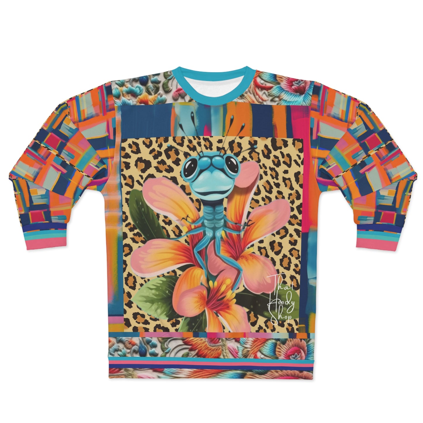 Devi Dragonfly Leopard Floral Patchwork Unisex Sweatshirt