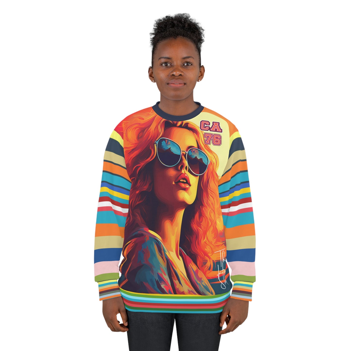 California '76 Beach Girl Rugby Stripe Unisex Sweatshirt