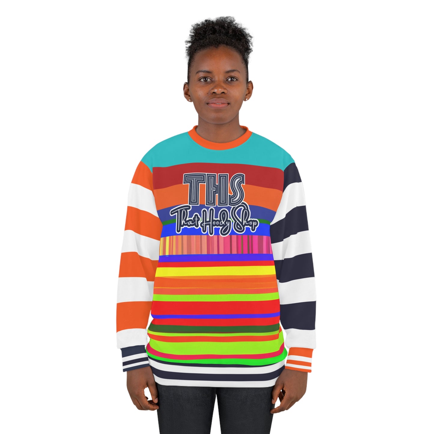 Crazy Dayglo Static Rugby Stripe THS Logo Unisex Sweatshirt