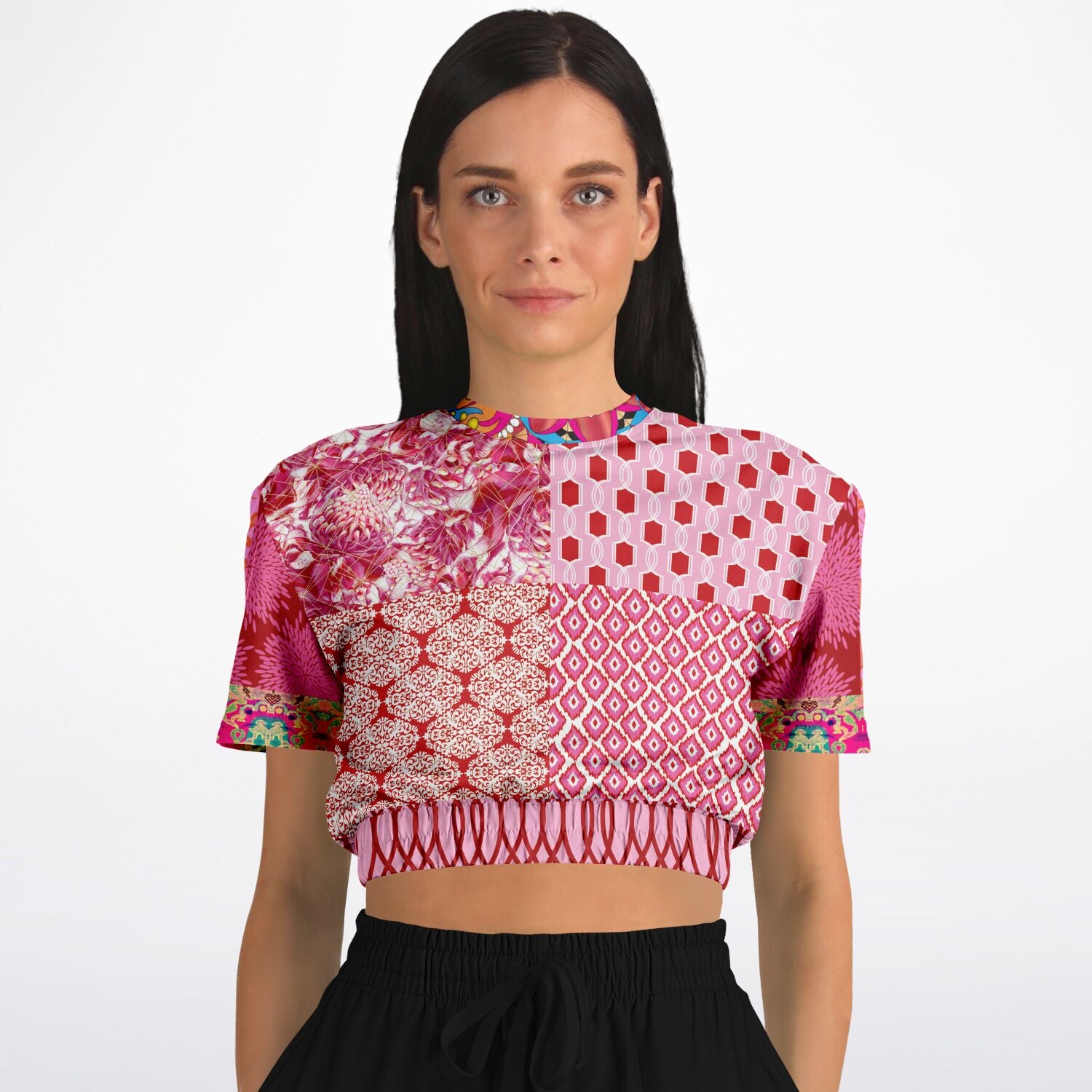 Jersey corto de manga corta con patchwork rosa de Gypsy Beat