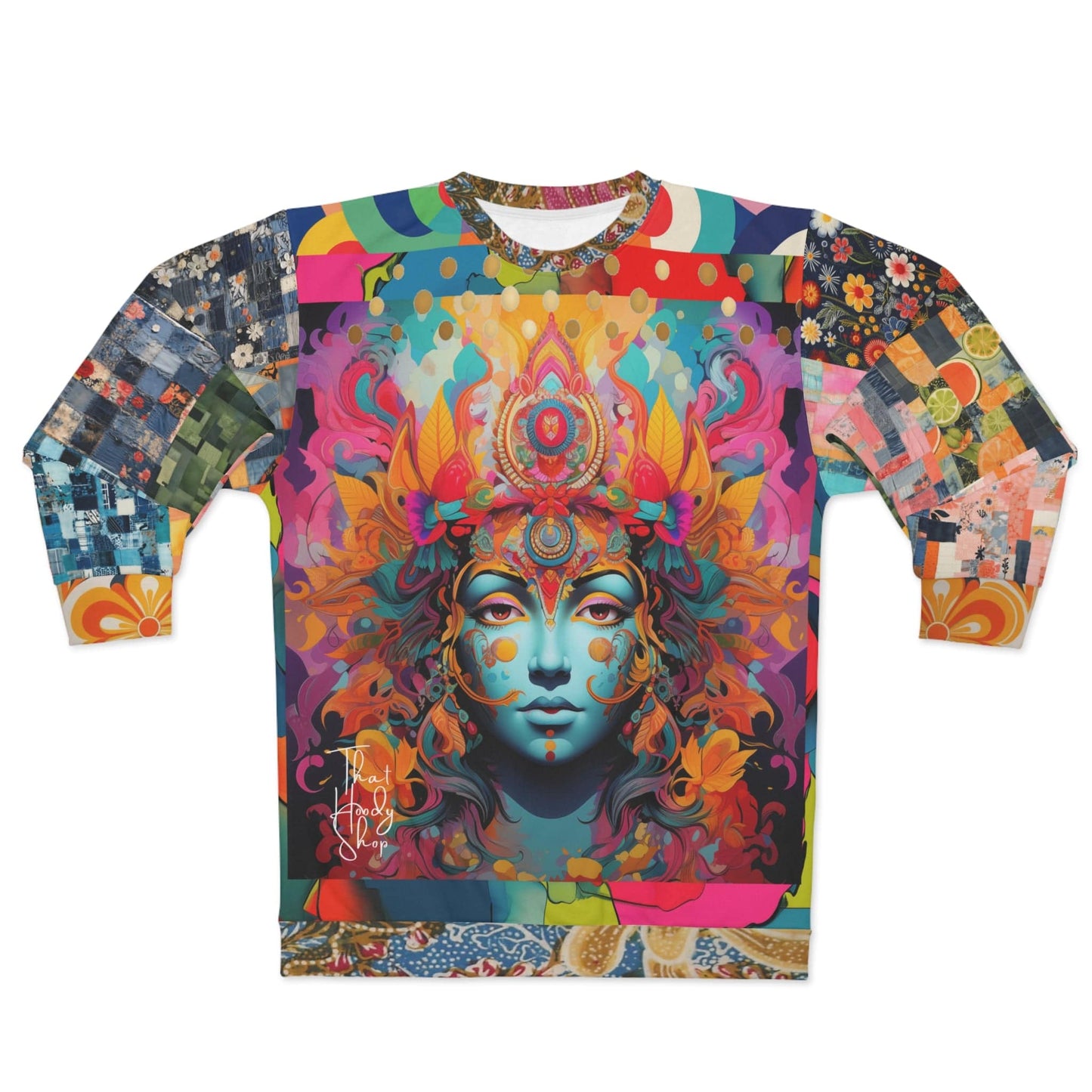 Divine Feminine Hindu Deity Patchwork Print Unisex Sweatshirt