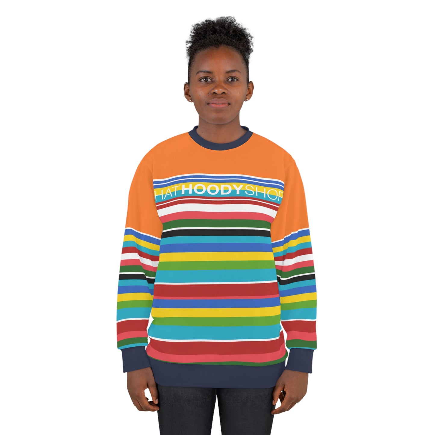 Orange Seaside Rainbow Rugby Stripe Unisex Sweatshirt