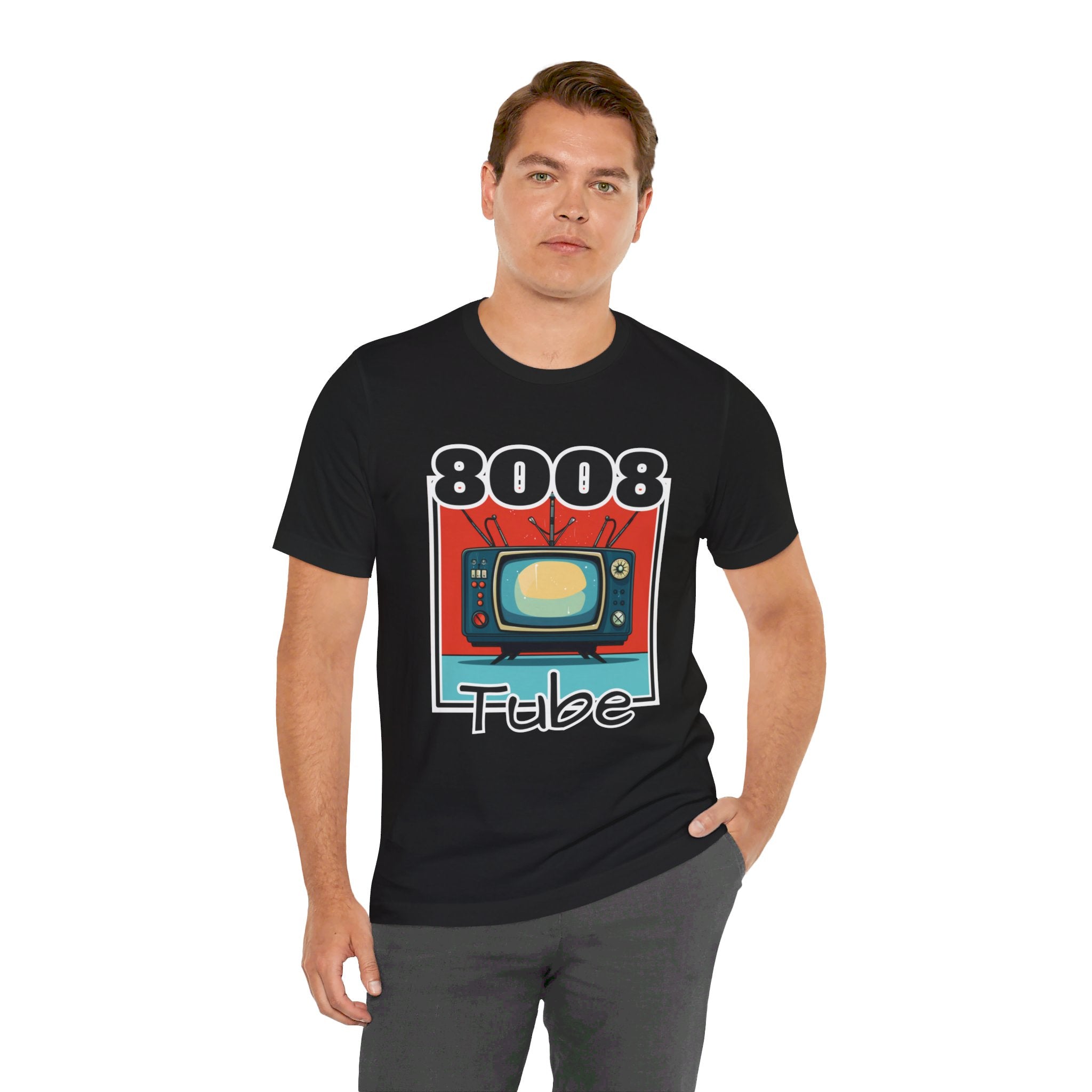 8008 Tube Vintage TV Print Unisex Short Sleeve Tee