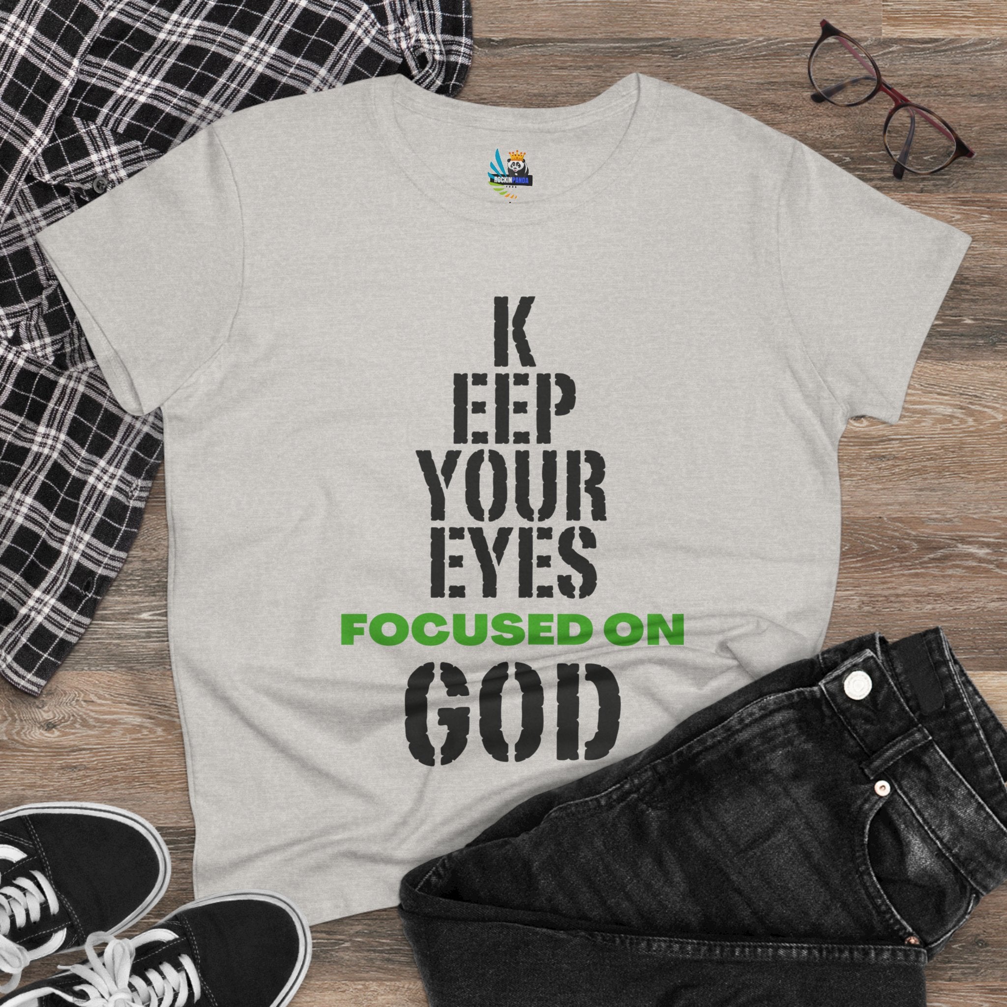 Keep Your Eyes Focused on God Midweight Cotton Tee - Faith Based Tee