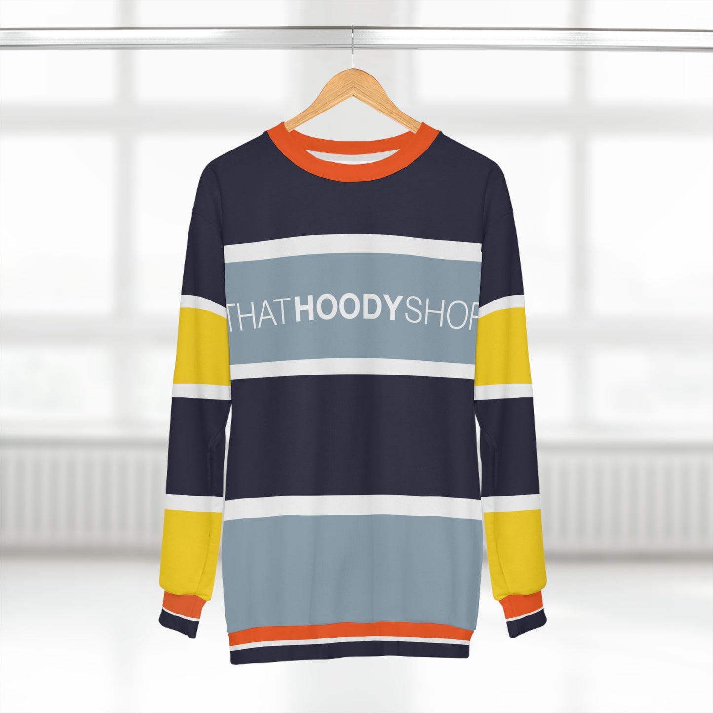 Navy Conga Barbarian Rugby Stripe Unisex Sweatshirt