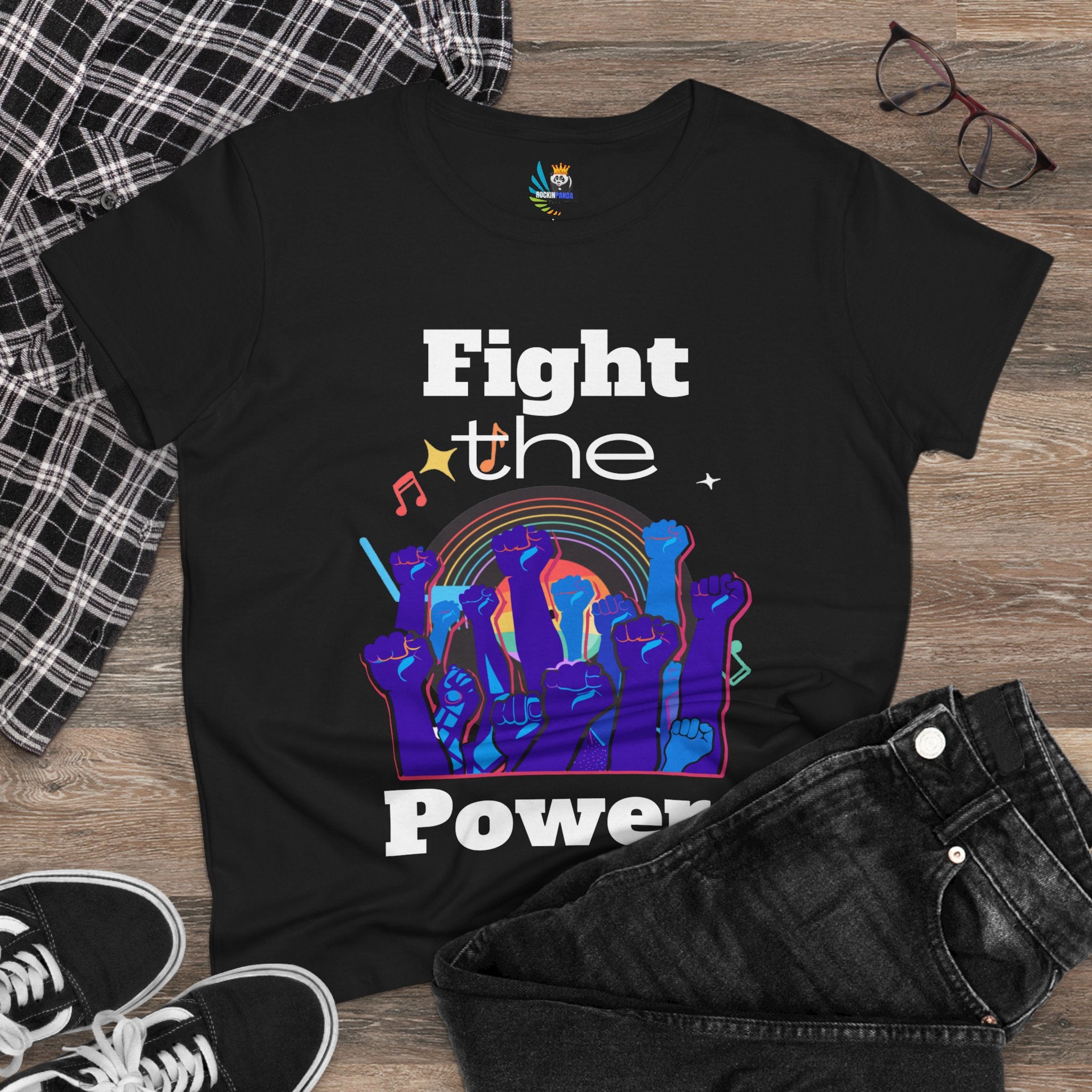 T-Shirt - Fight the Power Hands Raised High Graphic Women&