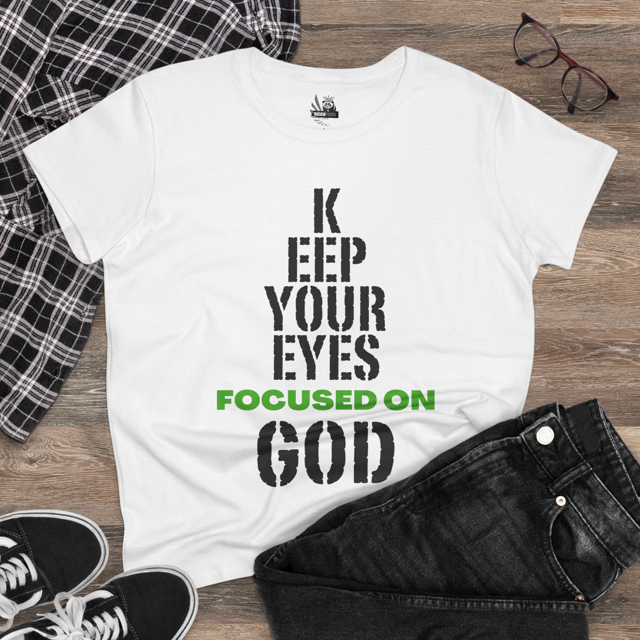 Keep Your Eyes Focused on God Midweight Cotton Tee - Faith Based Tee