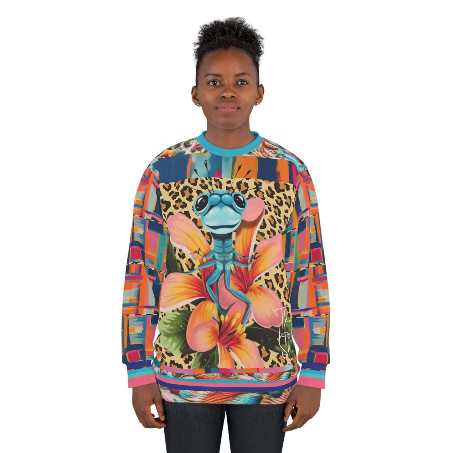 Devi Dragonfly Leopard Floral Patchwork Unisex Sweatshirt