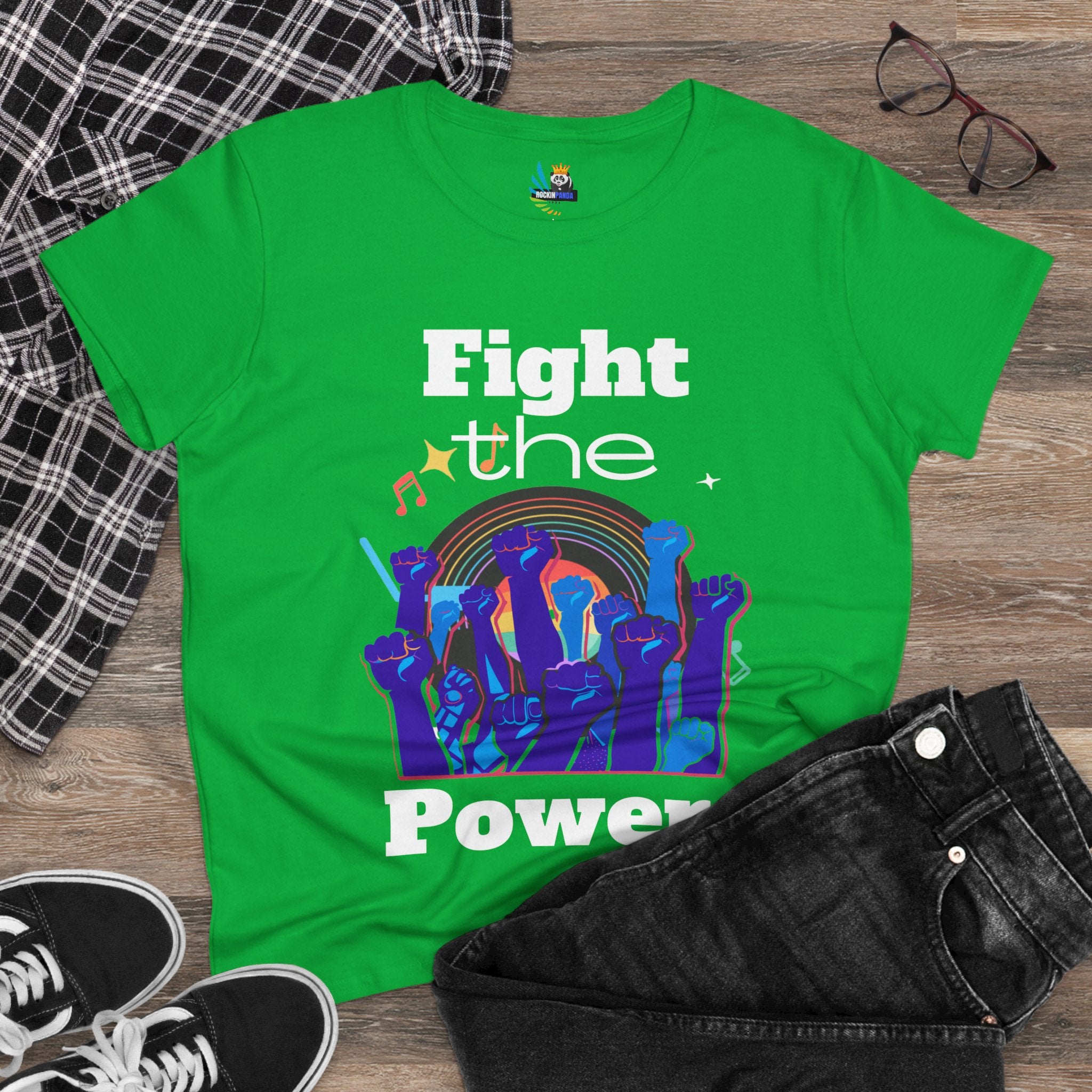 T-Shirt - Fight the Power Hands Raised High Graphic Women&