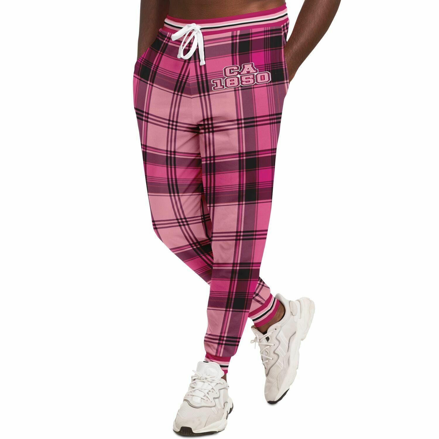 CA 1850 Joggers unisex de poliéster ecológico Plaidster rosa