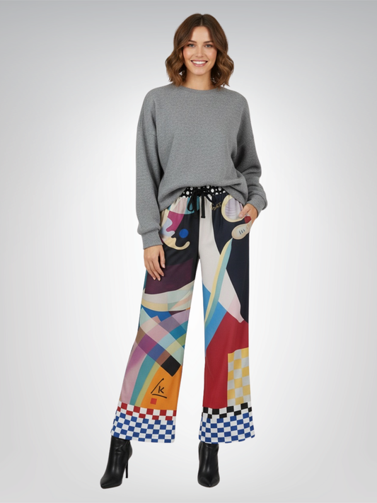 Composition in Nines - Kandinsky Eco-Poly Wide Leg Pants