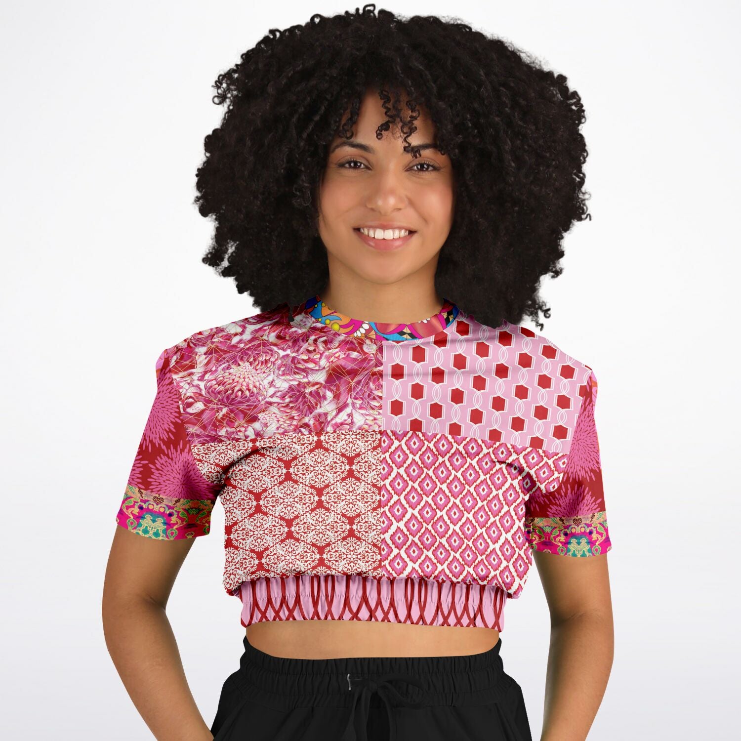 Jersey corto de manga corta con patchwork rosa de Gypsy Beat