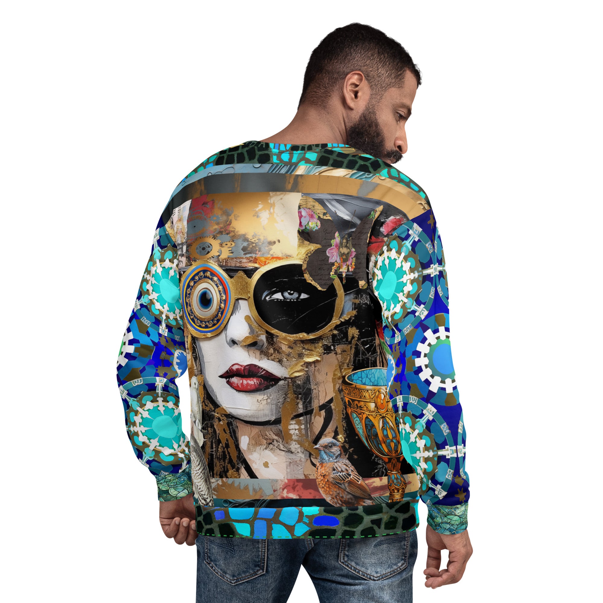 Steampunk Girl in Abstract Summer Weight Eco-Poly Unisex Sweatshirt