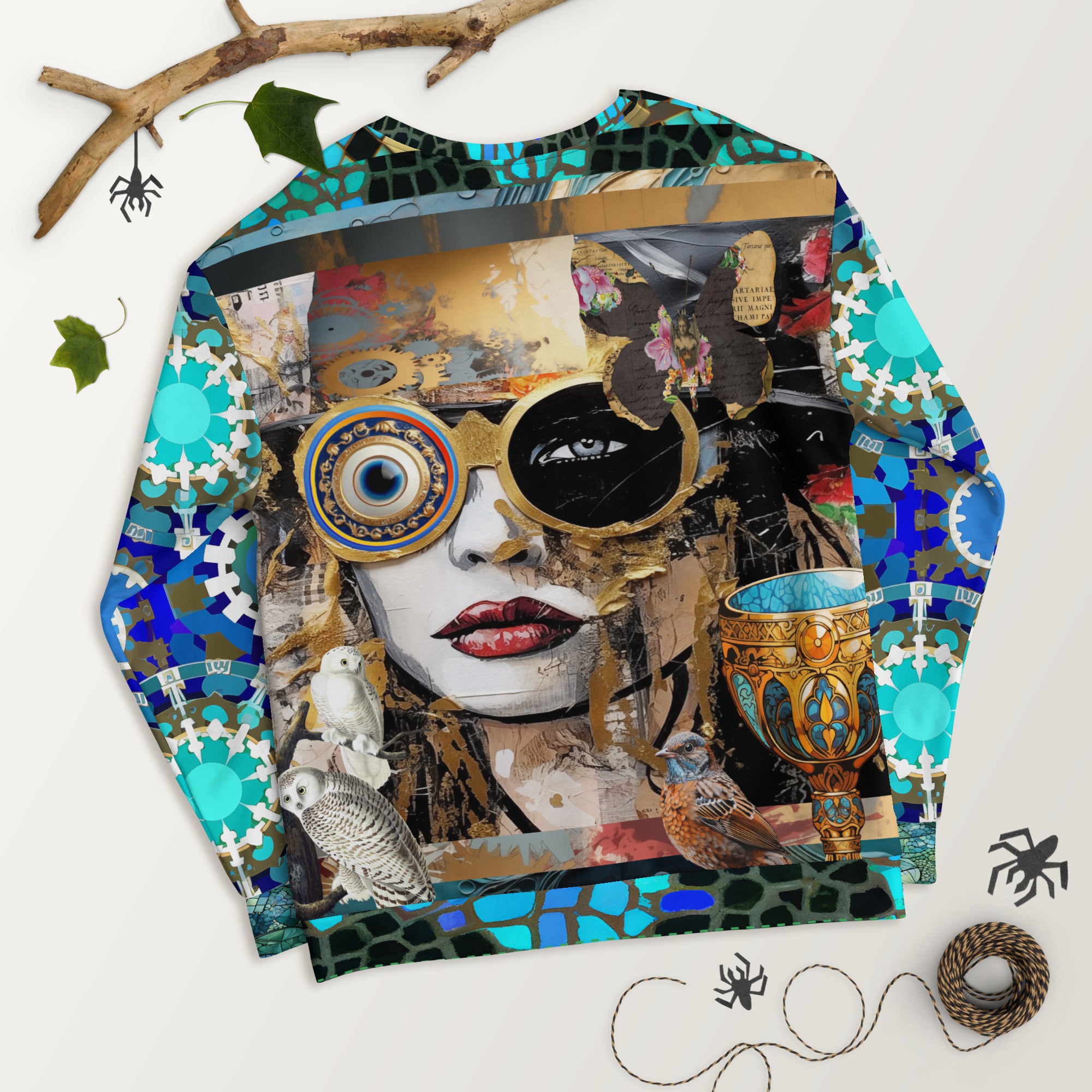 Steampunk Girl in Abstract Summer Weight Eco-Poly Unisex Sweatshirt