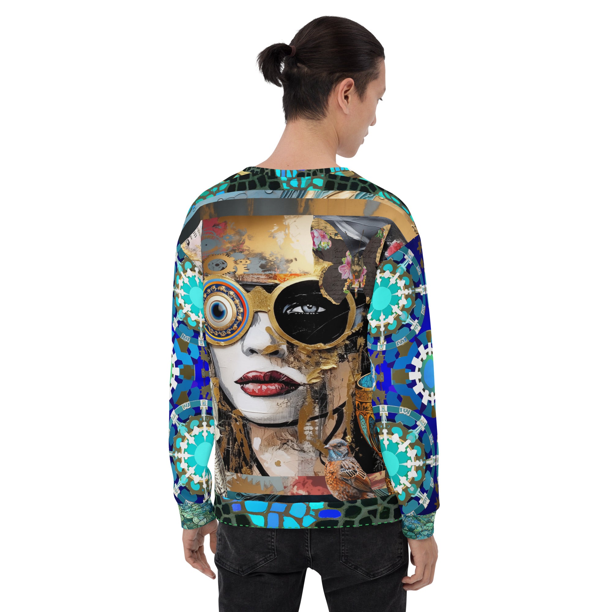 Steampunk Girl in Abstract Summer Weight Eco-Poly Unisex Sweatshirt