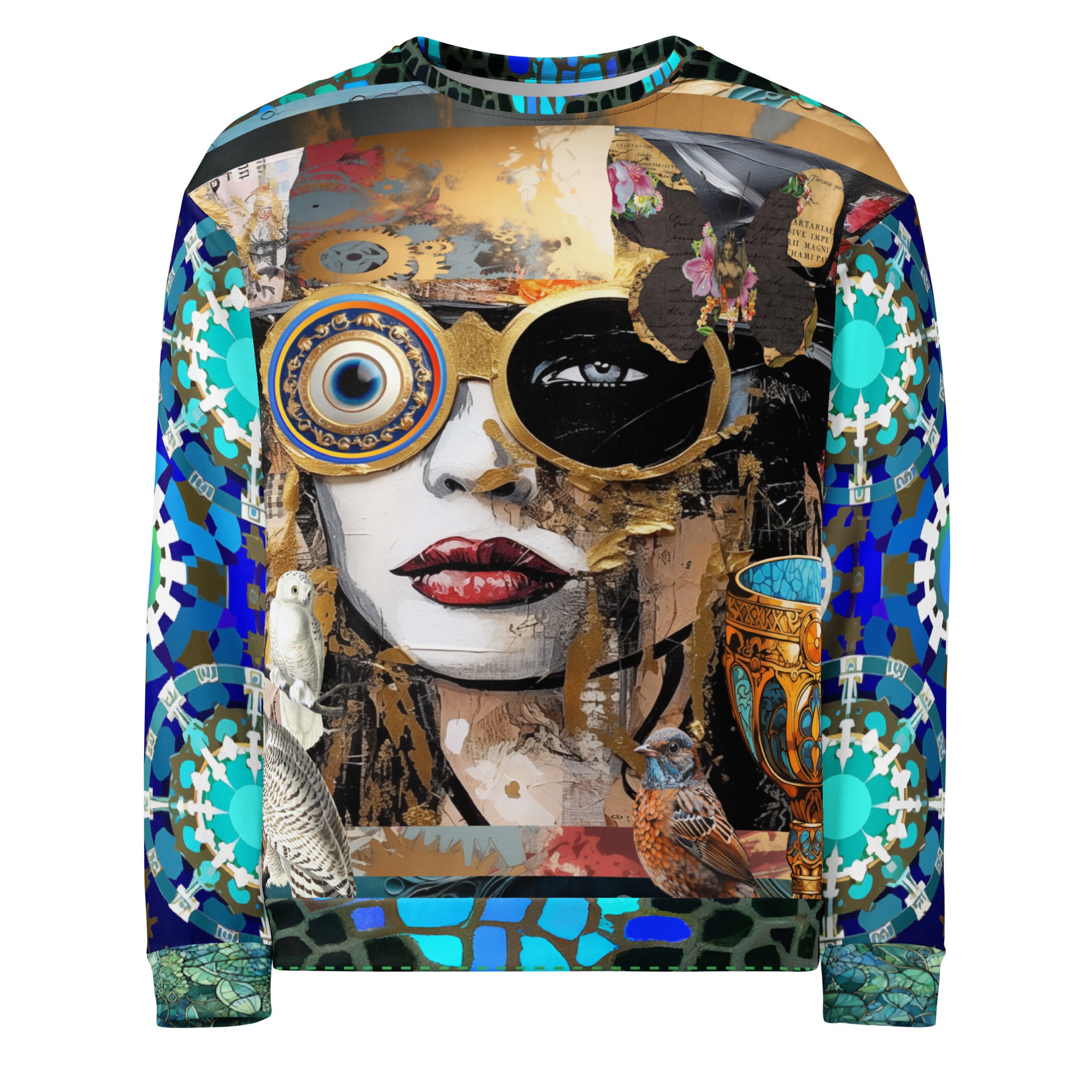 Steampunk Girl in Abstract Summer Weight Eco-Poly Unisex Sweatshirt