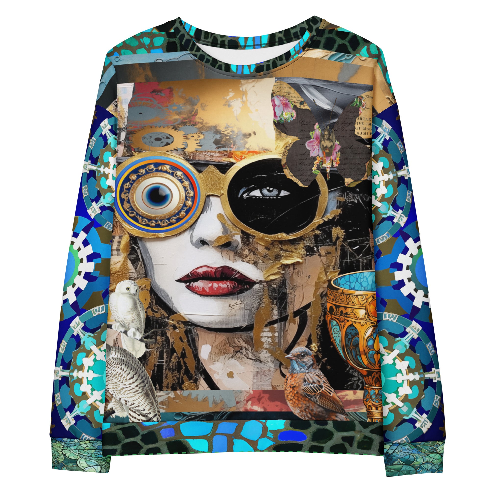 Steampunk Girl in Abstract Summer Weight Eco-Poly Unisex Sweatshirt