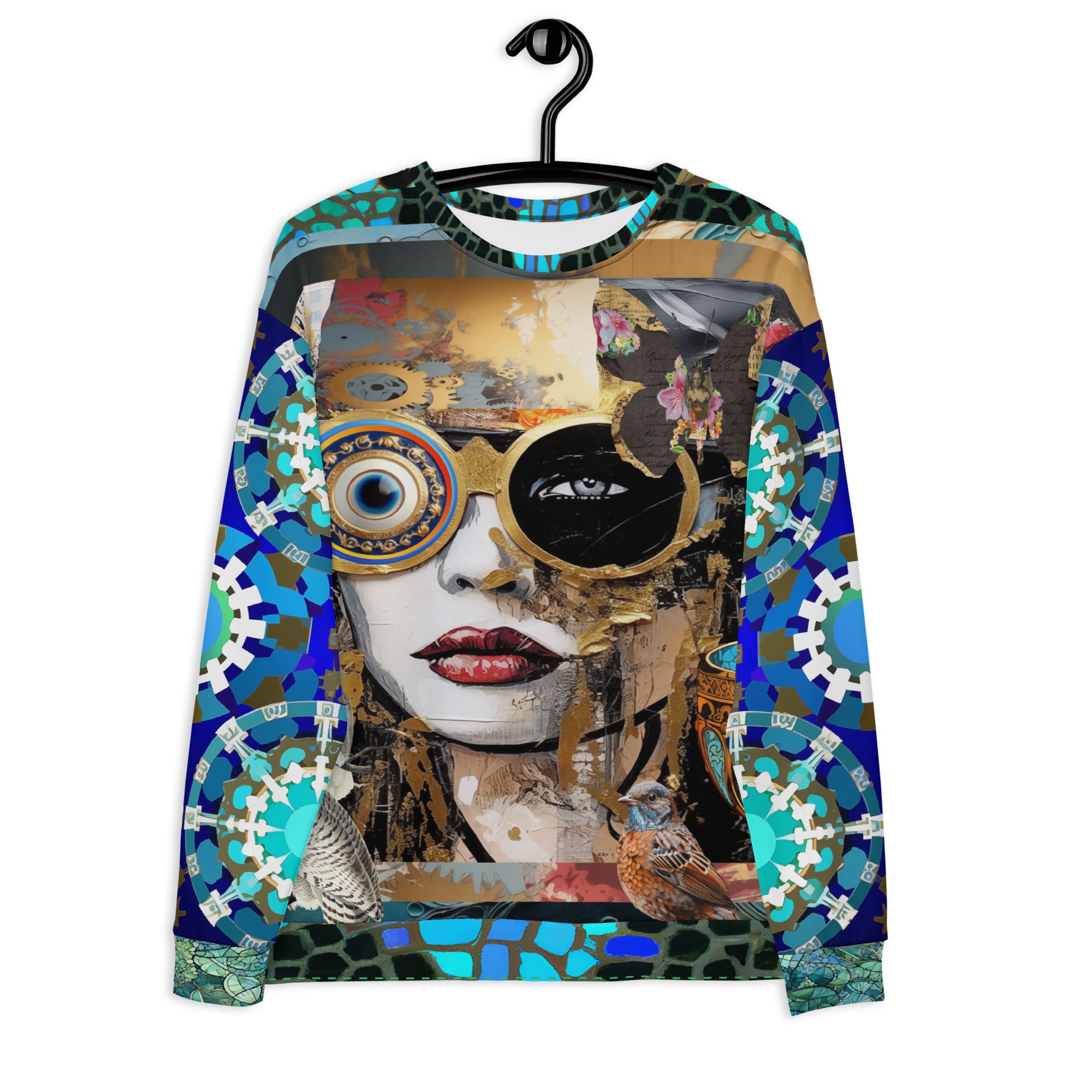 Steampunk Girl in Abstract Summer Weight Eco-Poly Unisex Sweatshirt